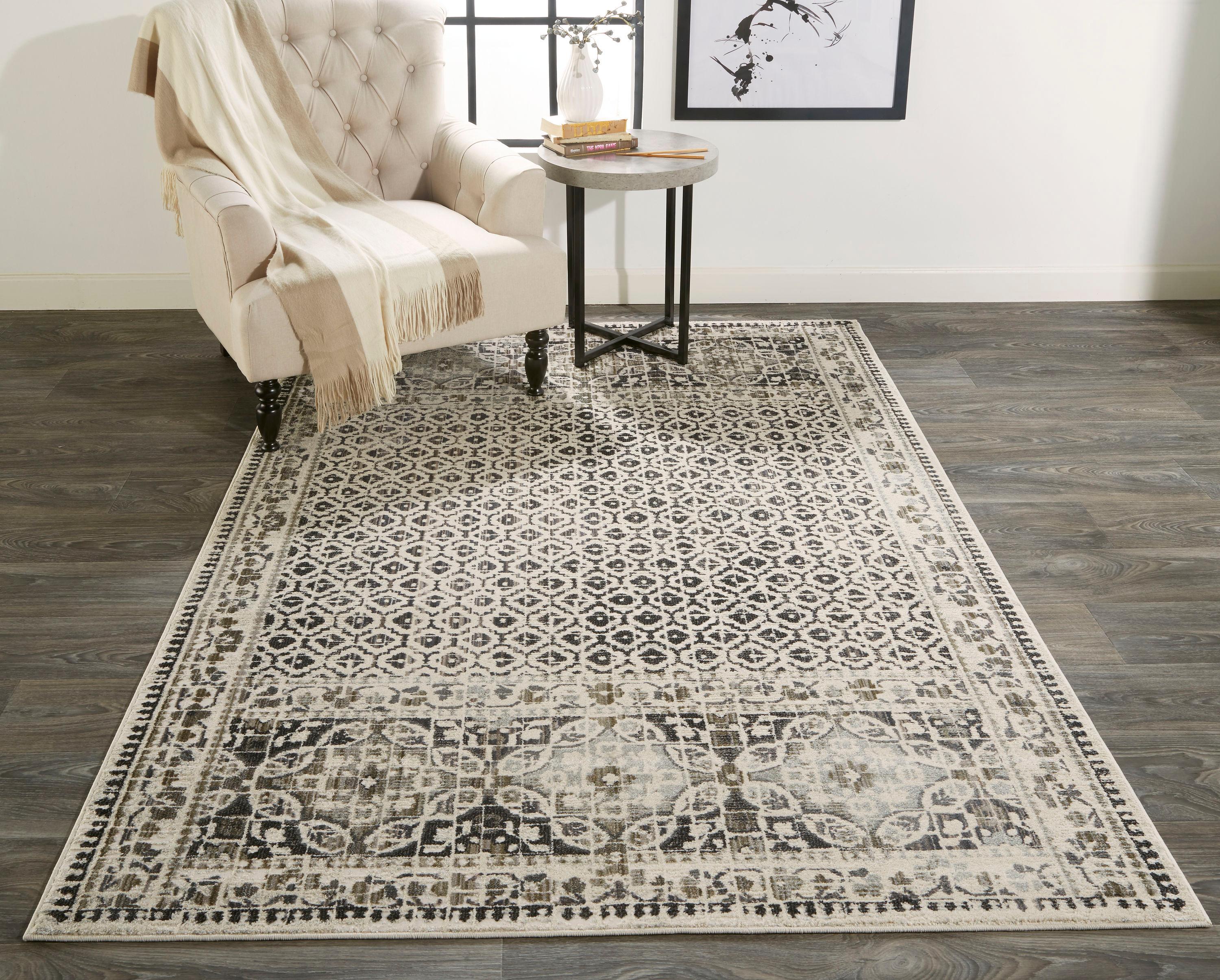 Kano Transitional Distressed Ivory/Taupe/Gray Area Rug