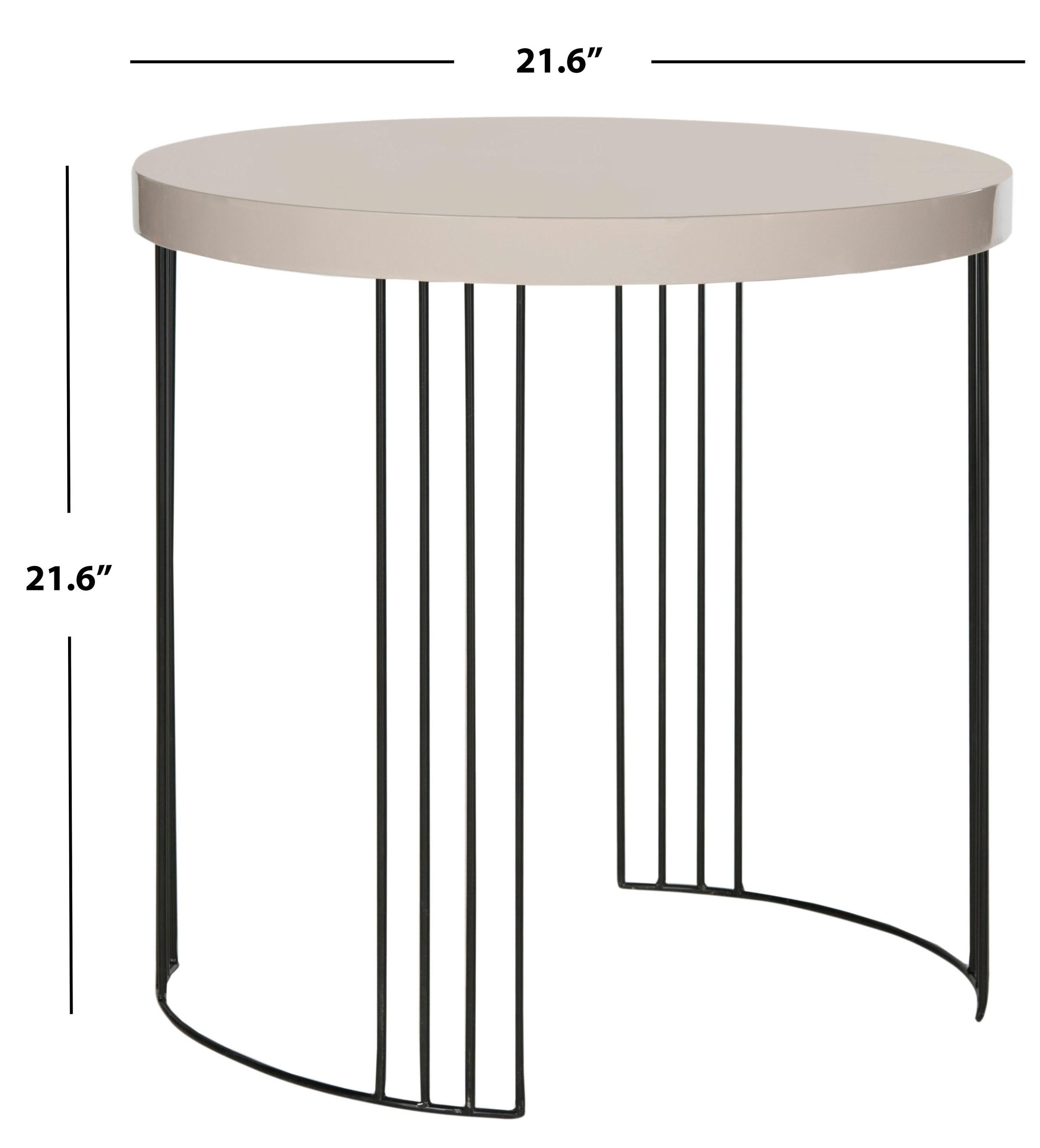 Kelly Mid Century Scandinavian Lacquer Side Table - Taupe/Black - Safavieh.