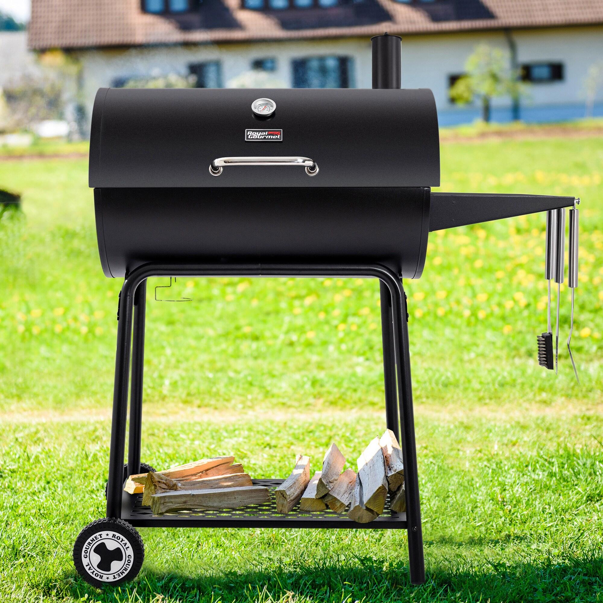 Royal Gourmet 30" Barrel Charcoal Grill with Side Shelf