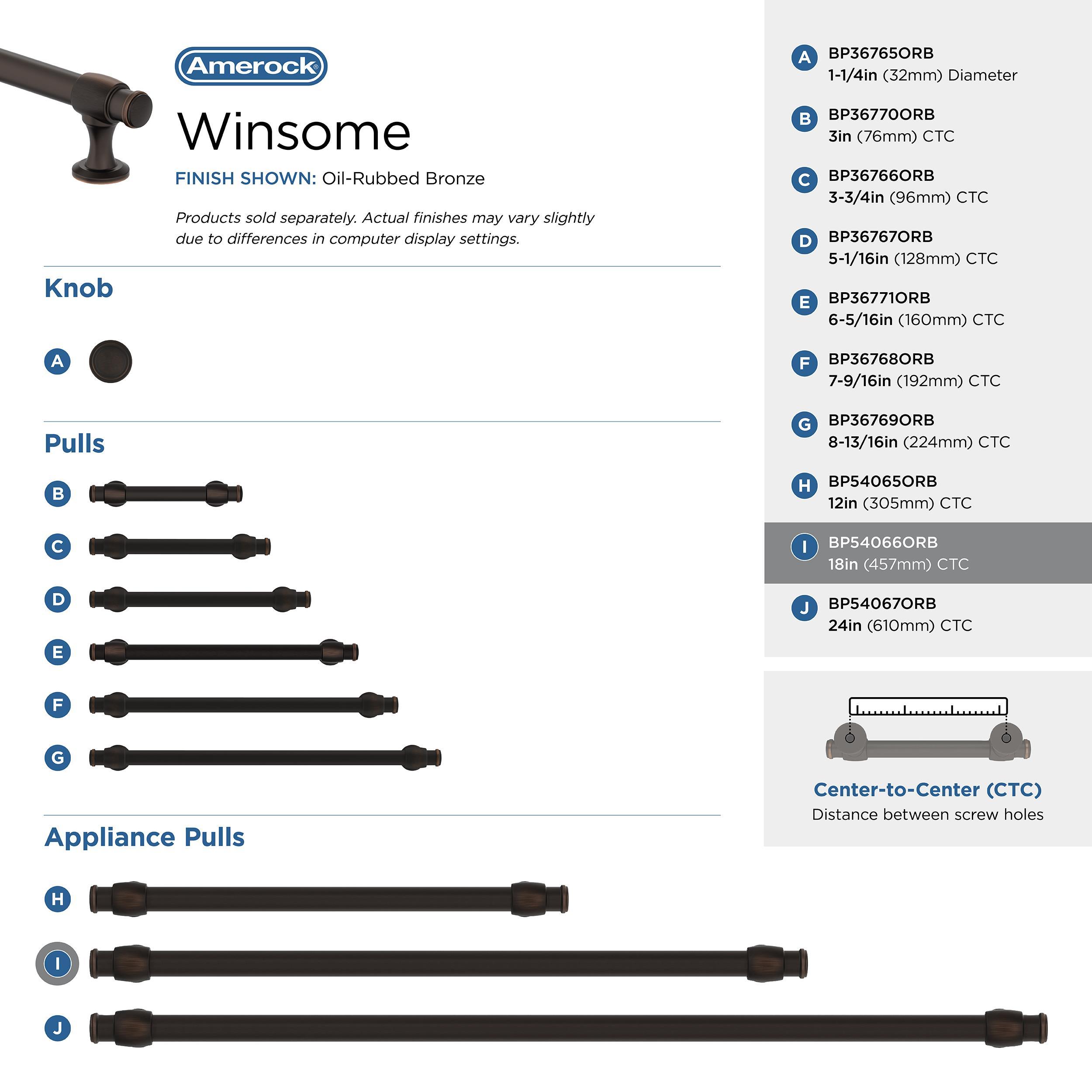 Amerock Winsome 18 inch (457mm) Center-to-Center Oil-Rubbed Bronze Appliance Pull