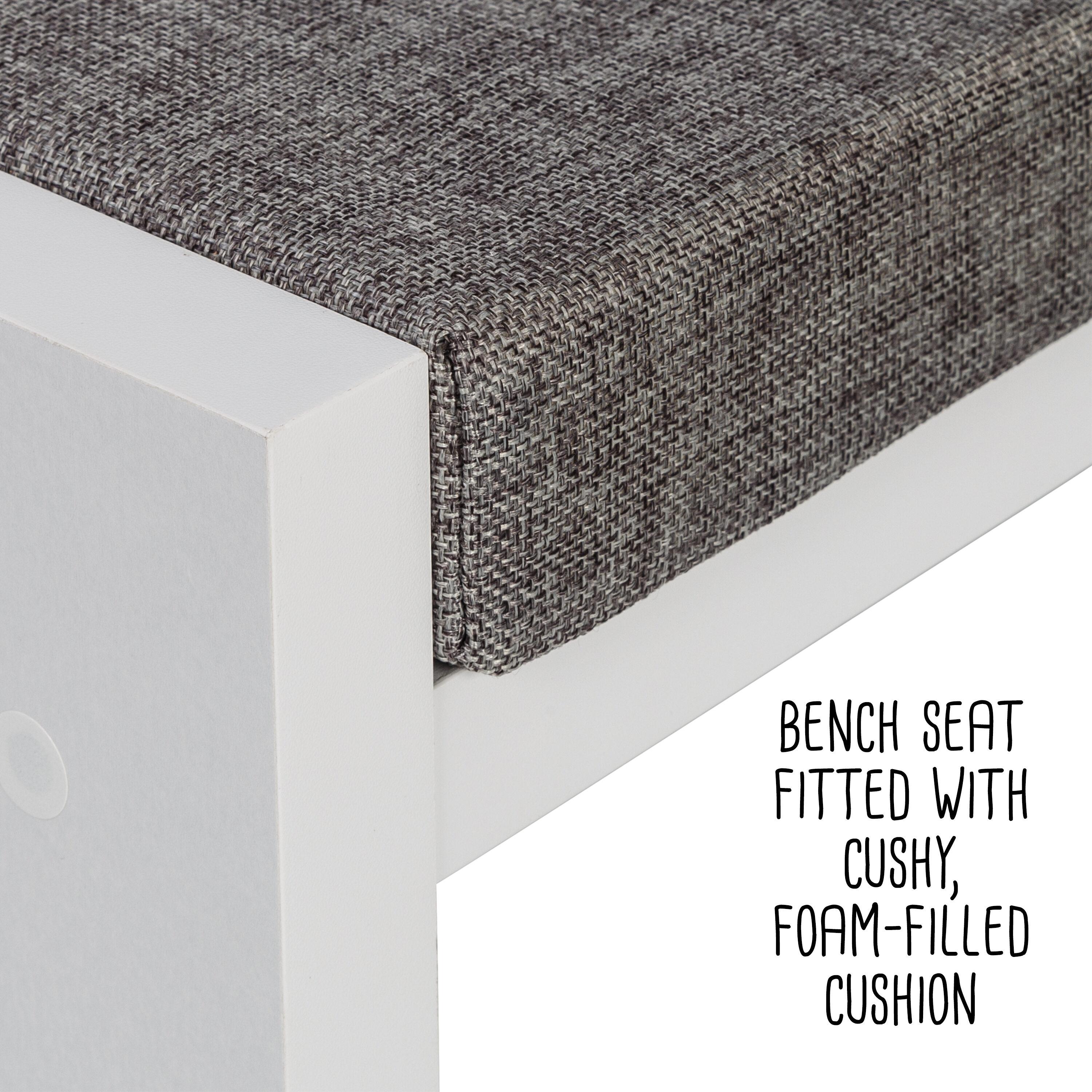 Honey-Can-Do Particle Board 37" W x 18.3" H 3-Cubby Shoe Storage Bench, White/Gray