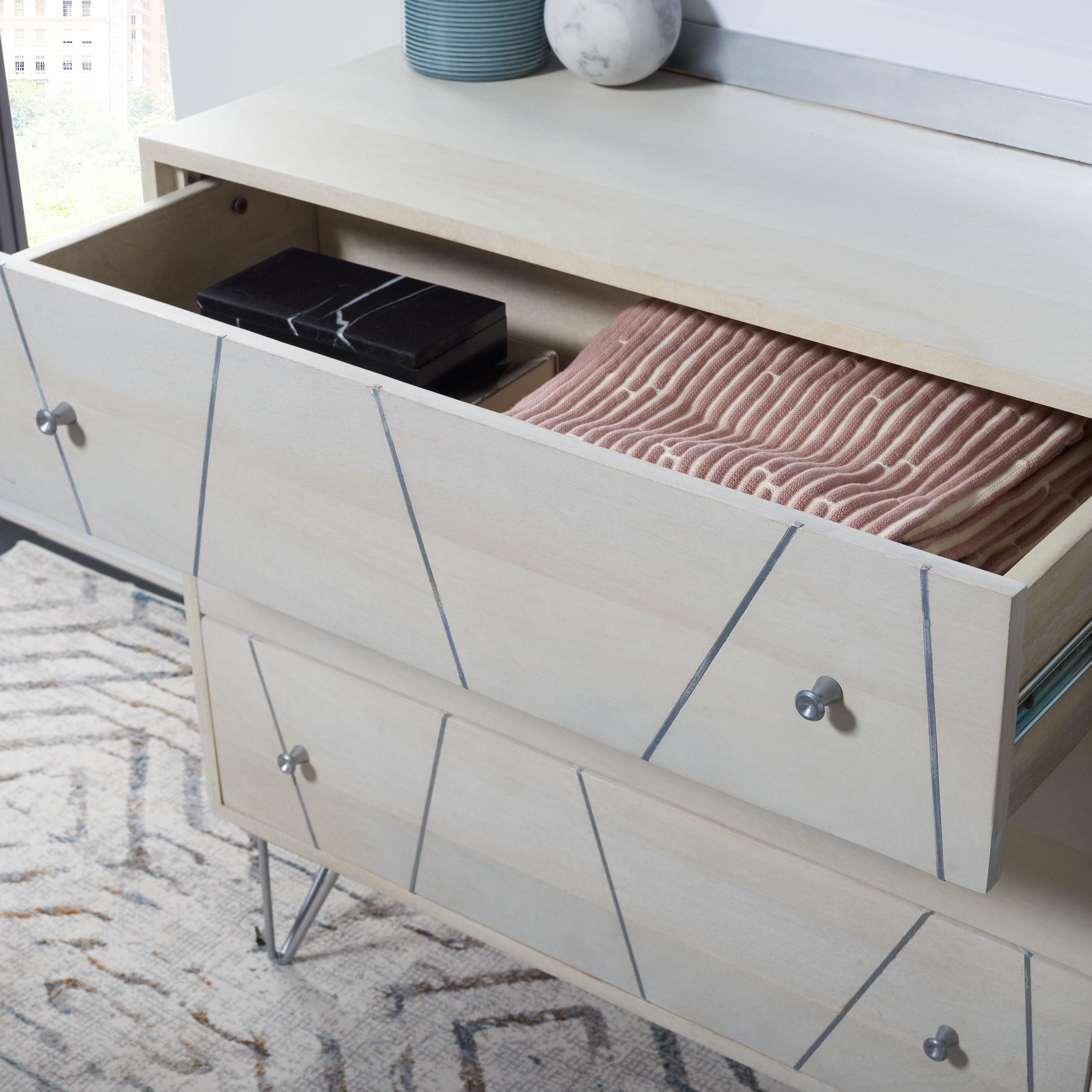 Marigold 3 Drawer Chest - White Washed/Silver - Safavieh