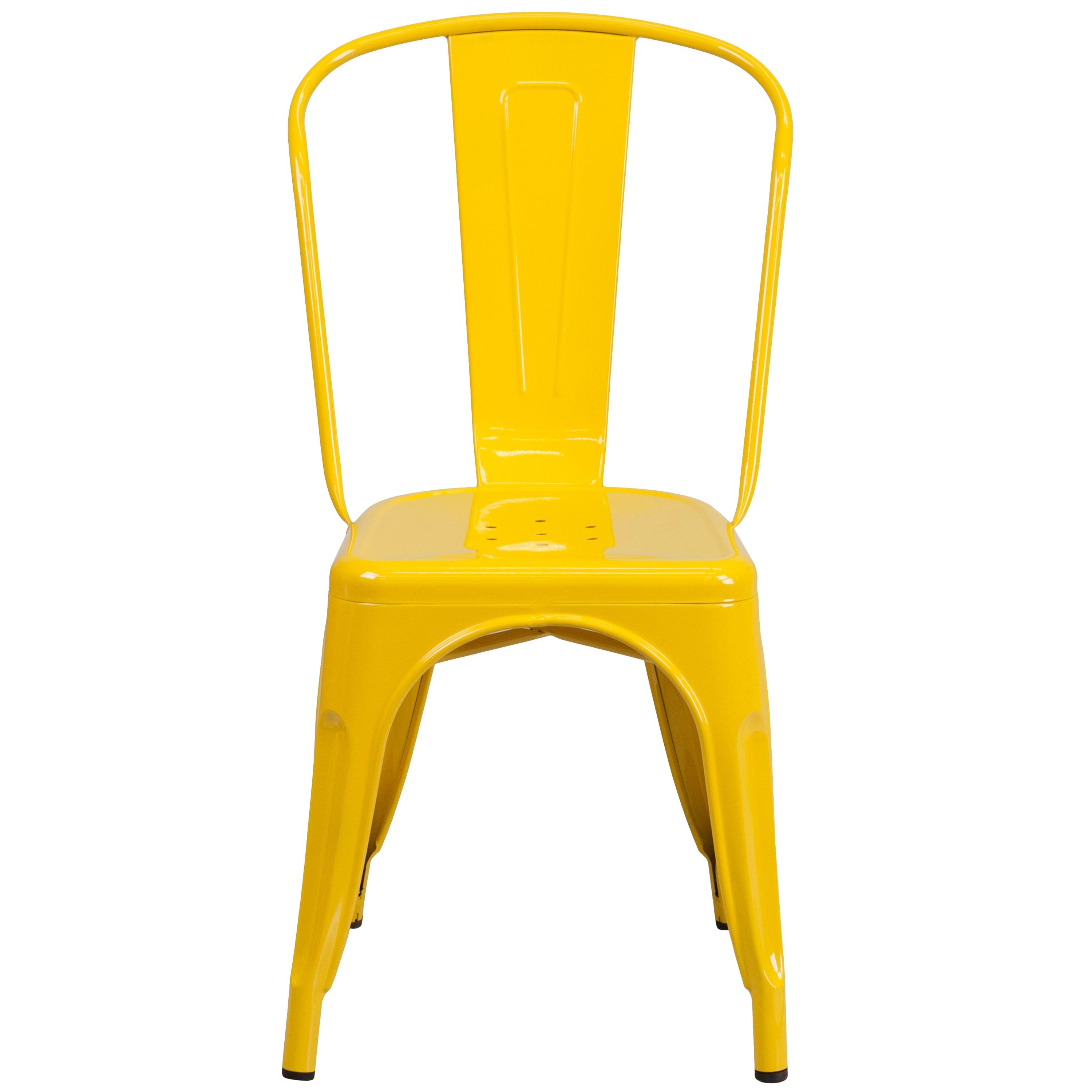 Flash Furniture Commercial Grade Yellow Metal Indoor-Outdoor Stackable Chair