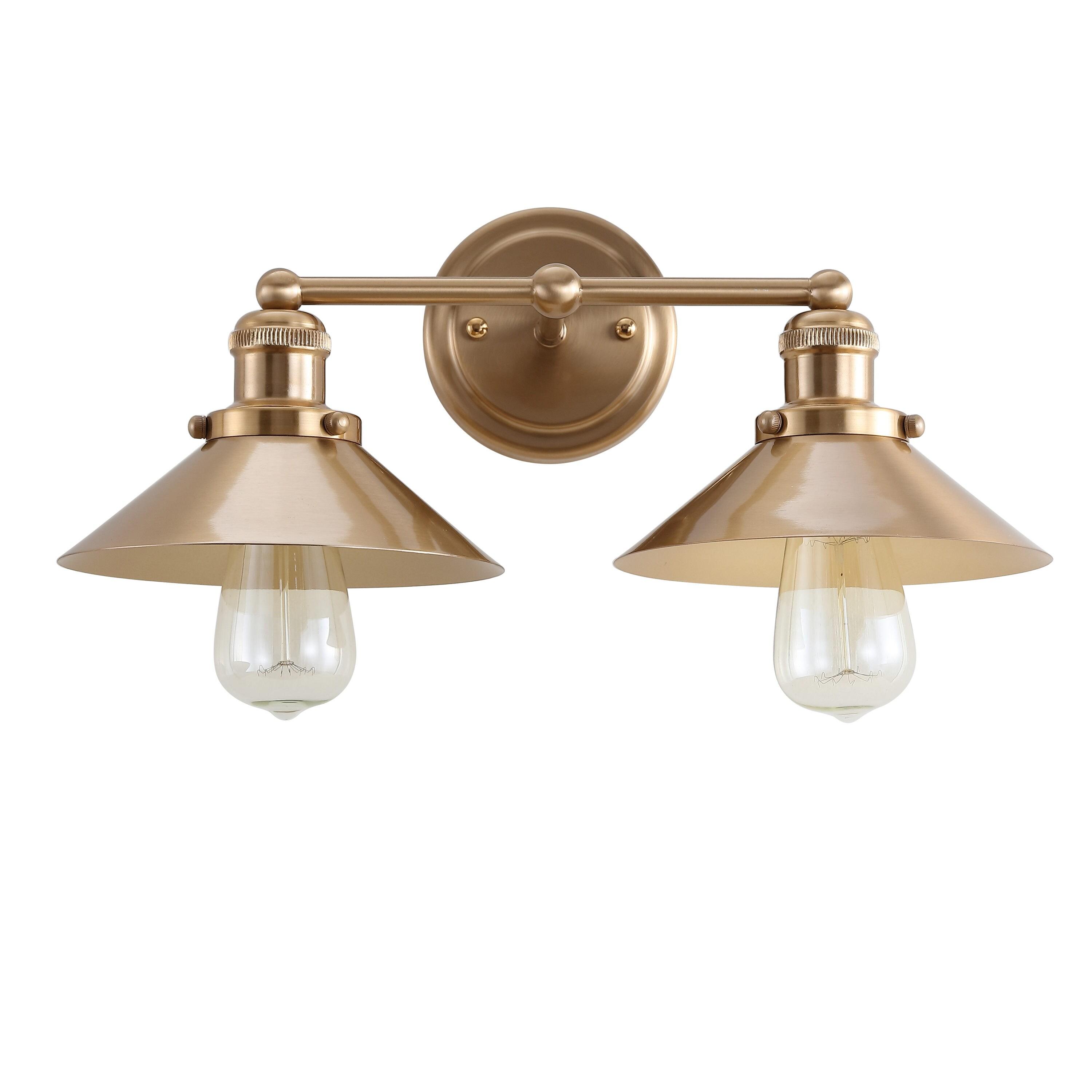 July 17.5" 2-light Metal Vanity Light, Brass Gold