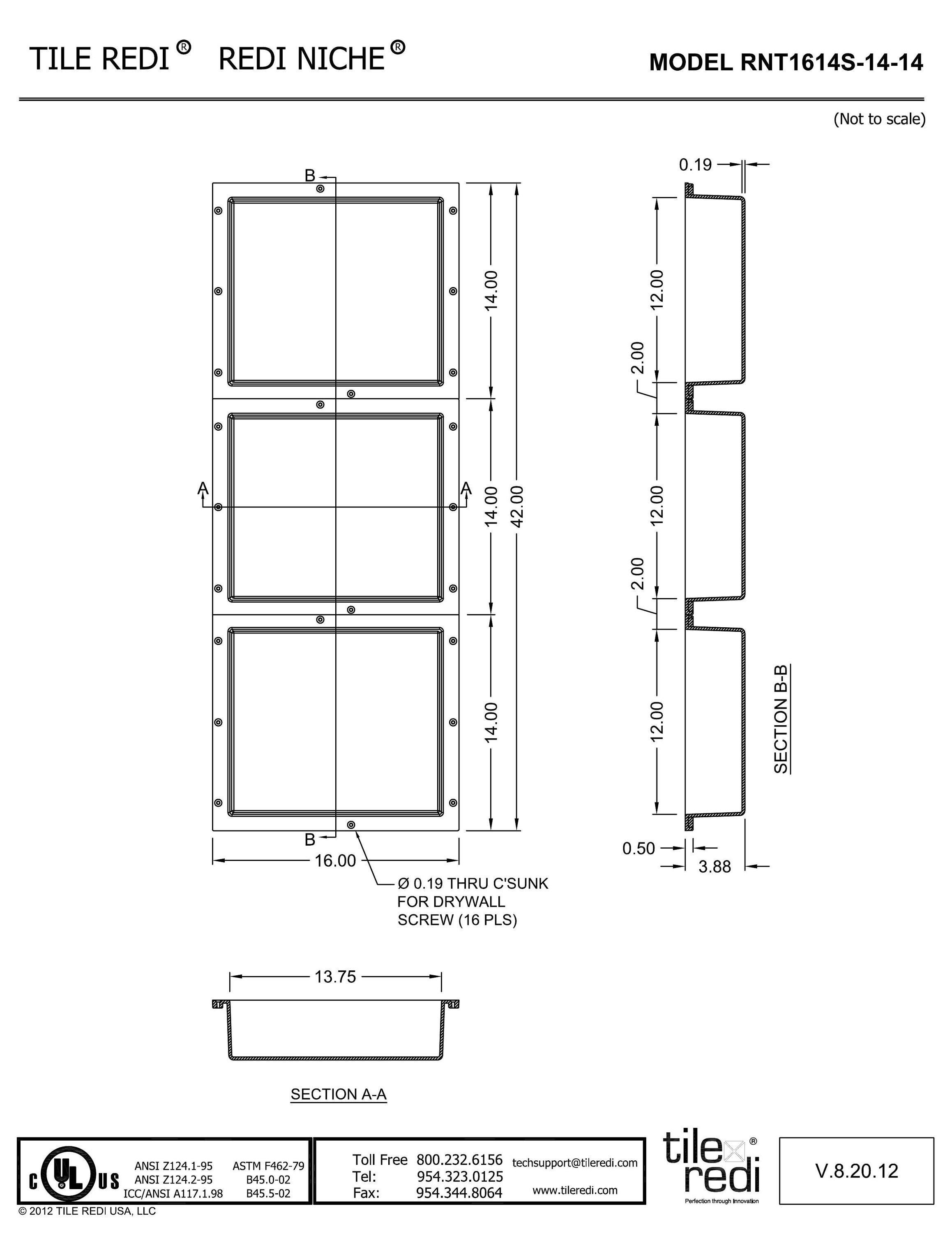 Tile Redi Triple Recessed Shelf