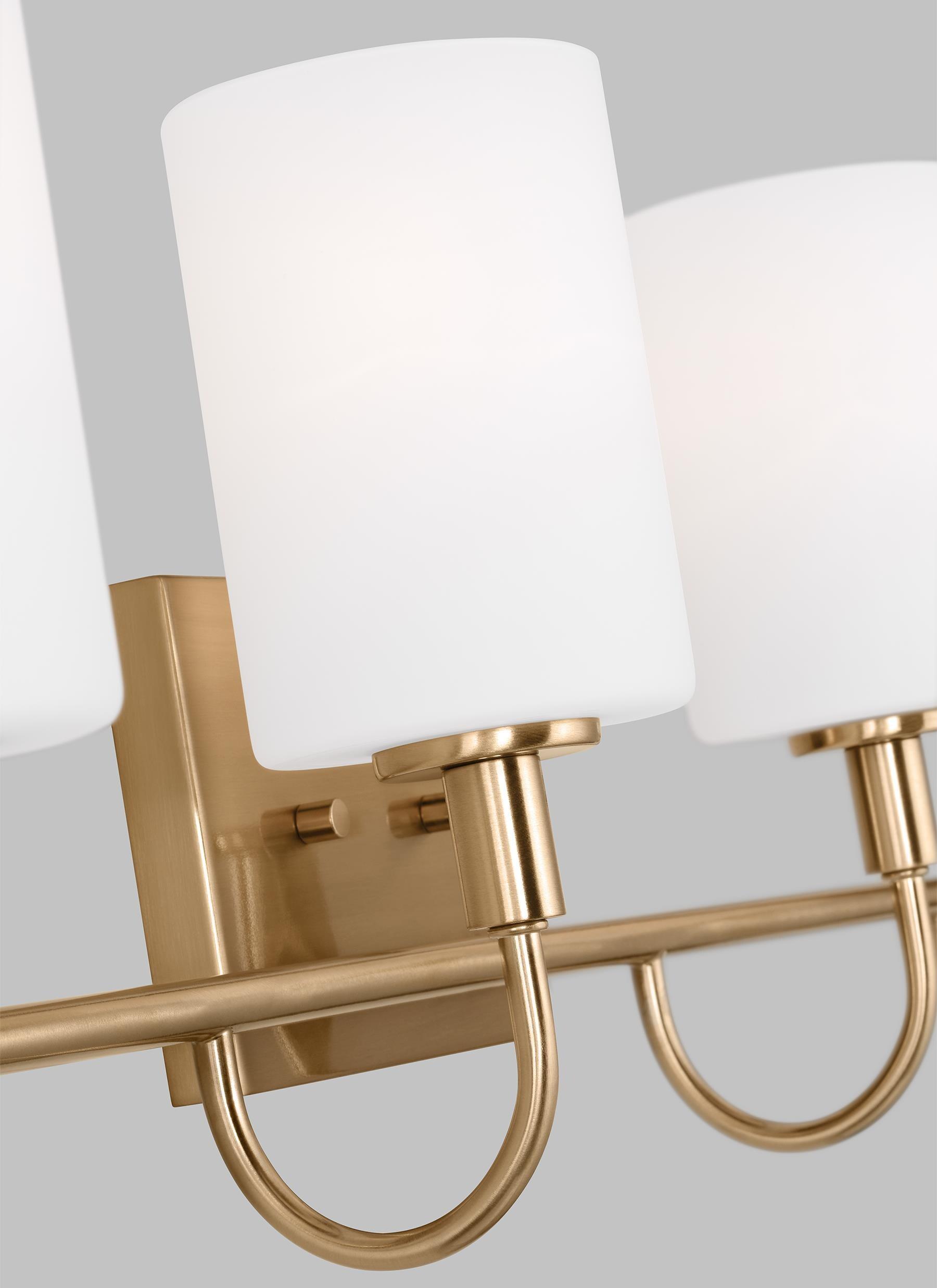 Alvin Modern Satin Brass 4-Light Vanity with Etched Glass