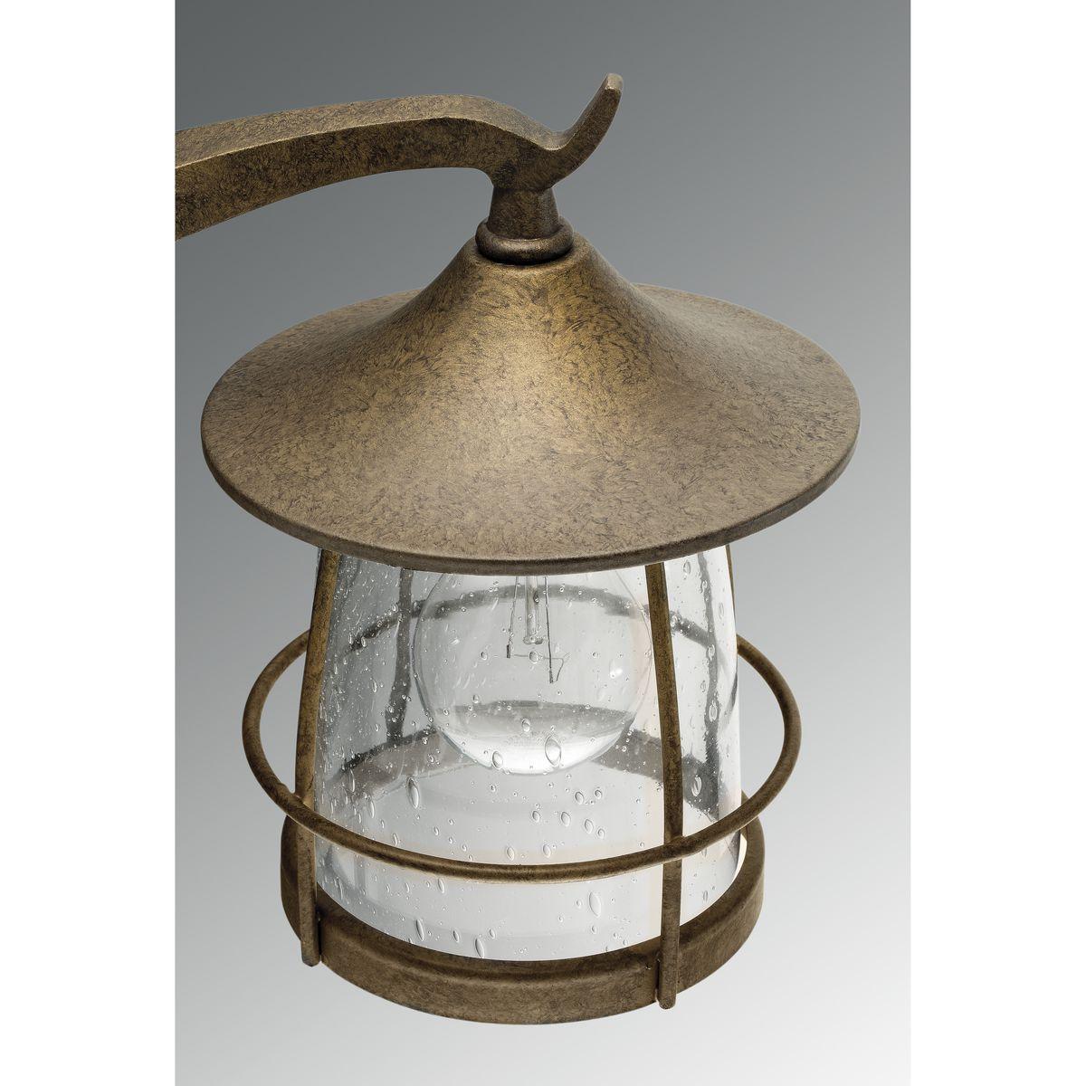 Progress Lighting Prairie 1-Light Large Wall Lantern, Burnished Chestnut, Seeded Glass