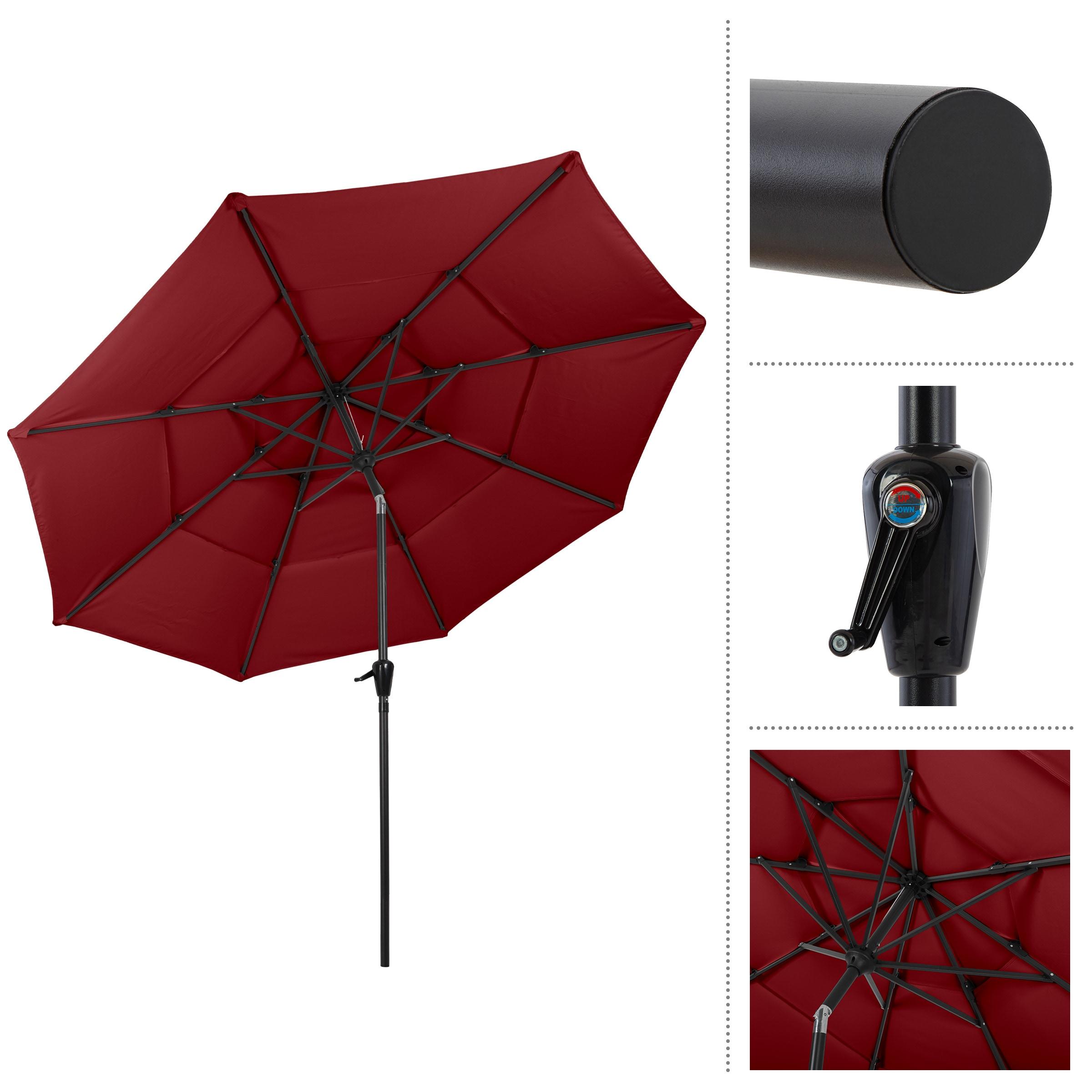 Pure Garden 10' Octagon Outdoor Patio Market Umbrella Red: Crank Lift, Push-Button Tilt, Wind-Resistant