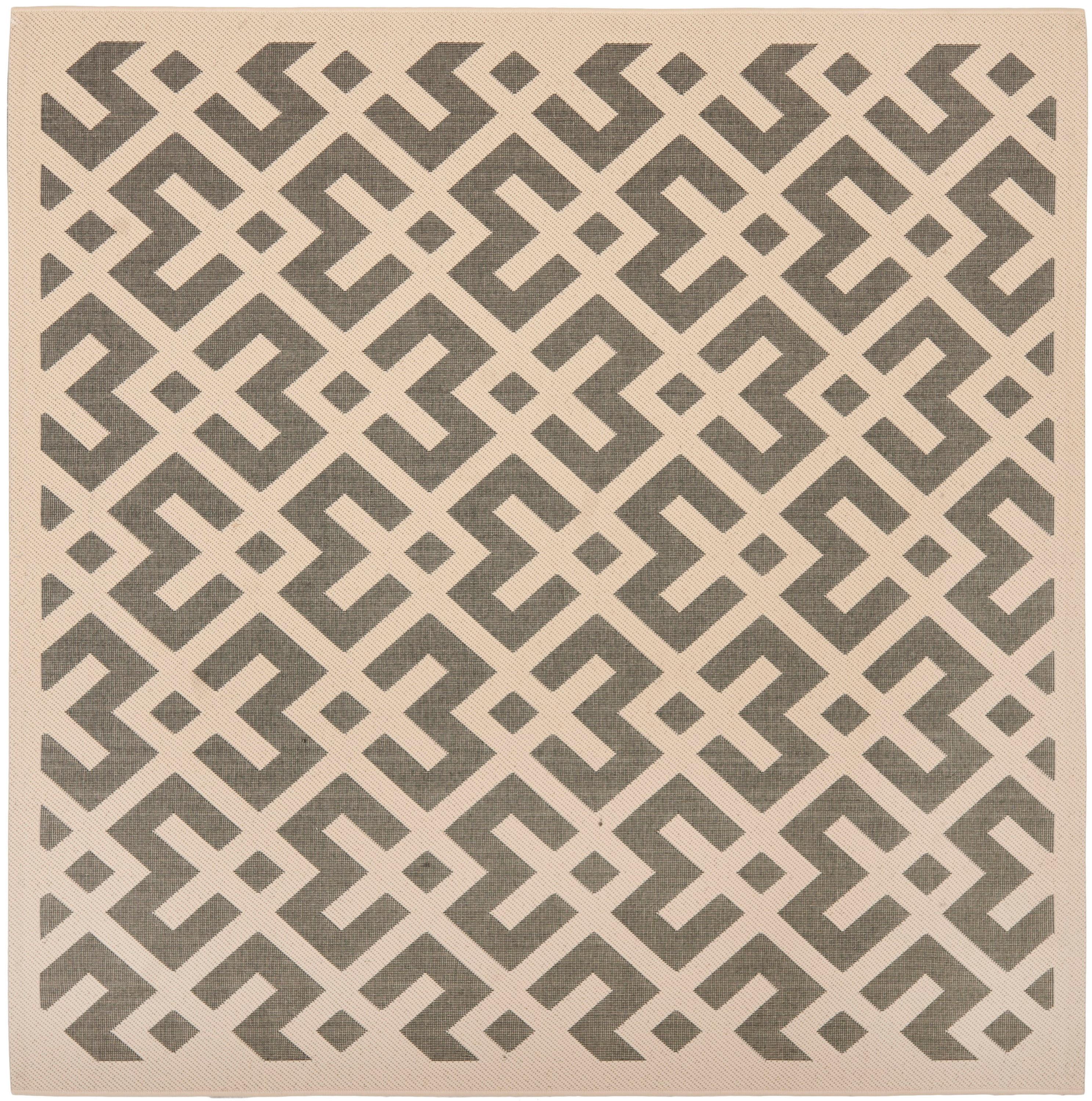Courtyard CY6915 Power Loomed Indoor and Outdoor Area Rug - Grey/Bone - 5'3"x5'3" - Safavieh