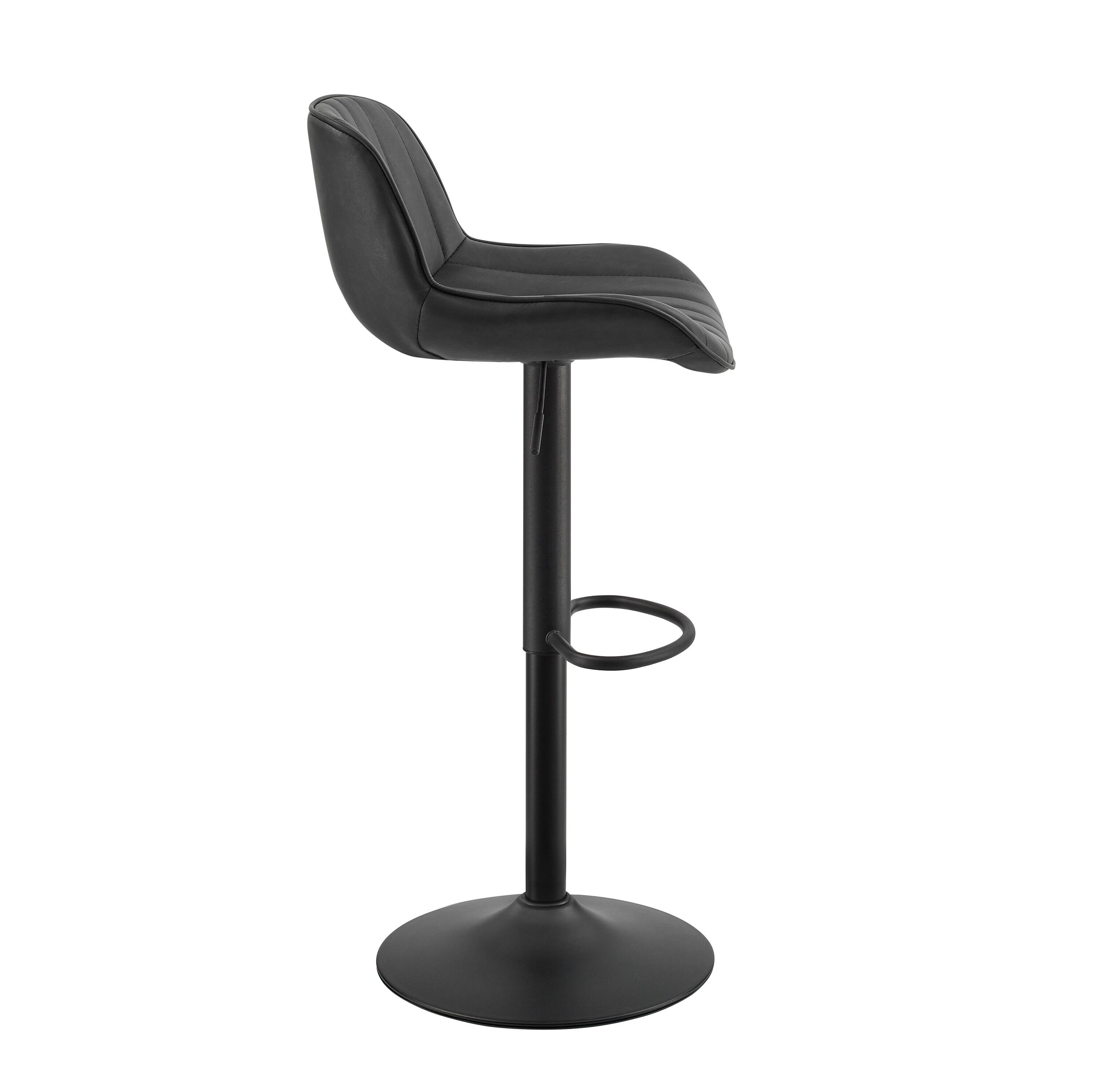 Art Leon Rustic Bar Stools Set of 2, Faux Leather with Backrest Chrome Legs, Upholstered Swivel Kitchen Stools, Black Brown
