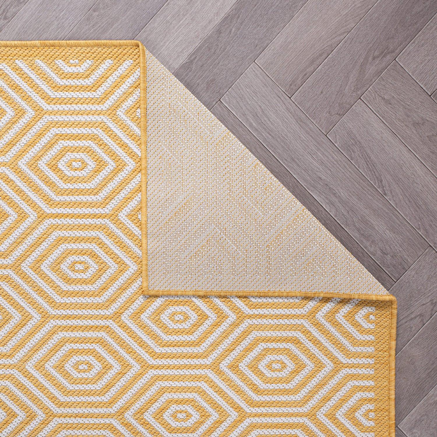 World Rug Gallery Modern Geometric Textured Flat Weave Indoor/Outdoor Area Rug - YELLOW 5' X 7'
