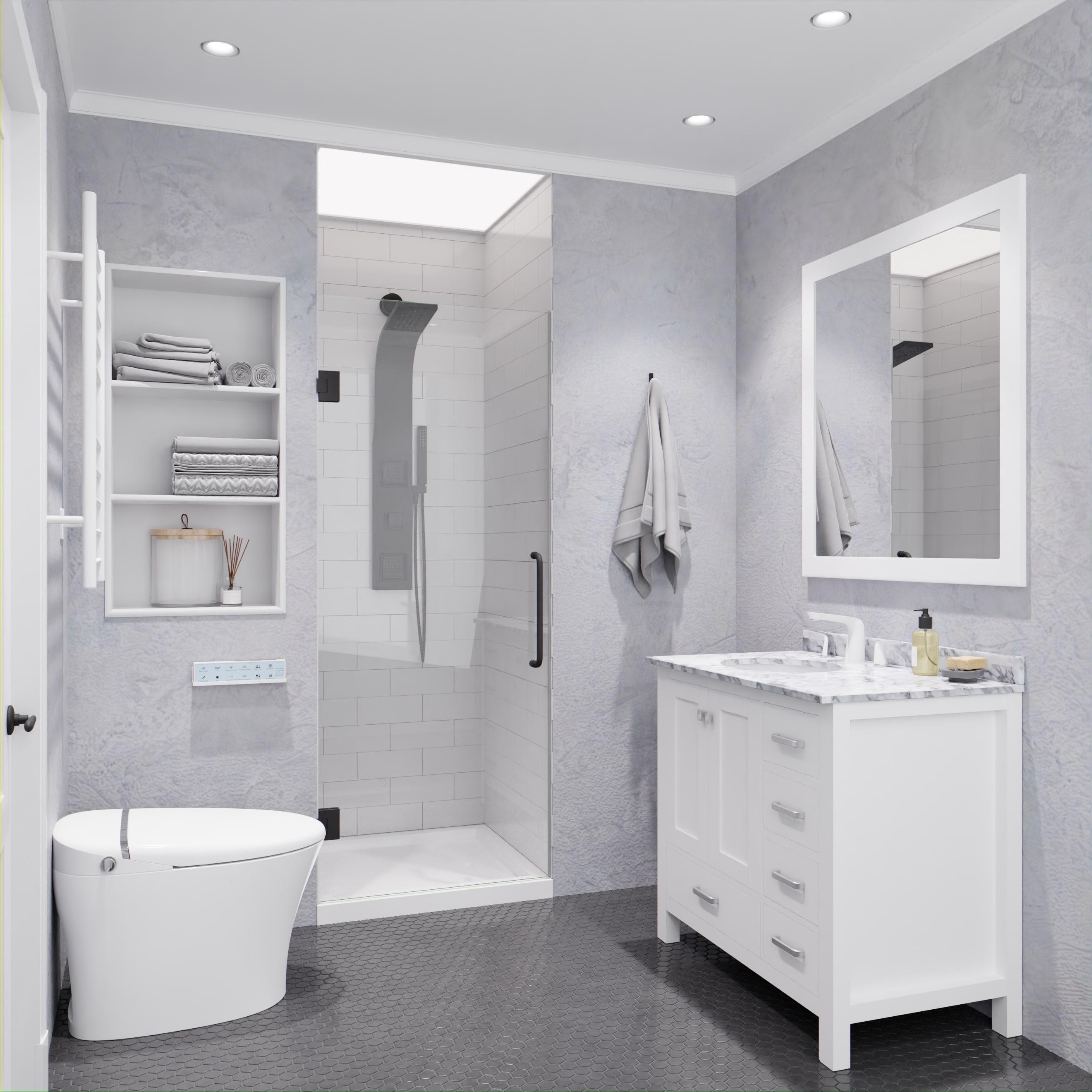 ANZZI SD-AZ09-02GB ANZZI Passion Series 30 In. X 72 In. Frameless Hinged Shower Door With Stainless Steel Handle In Gunmetal