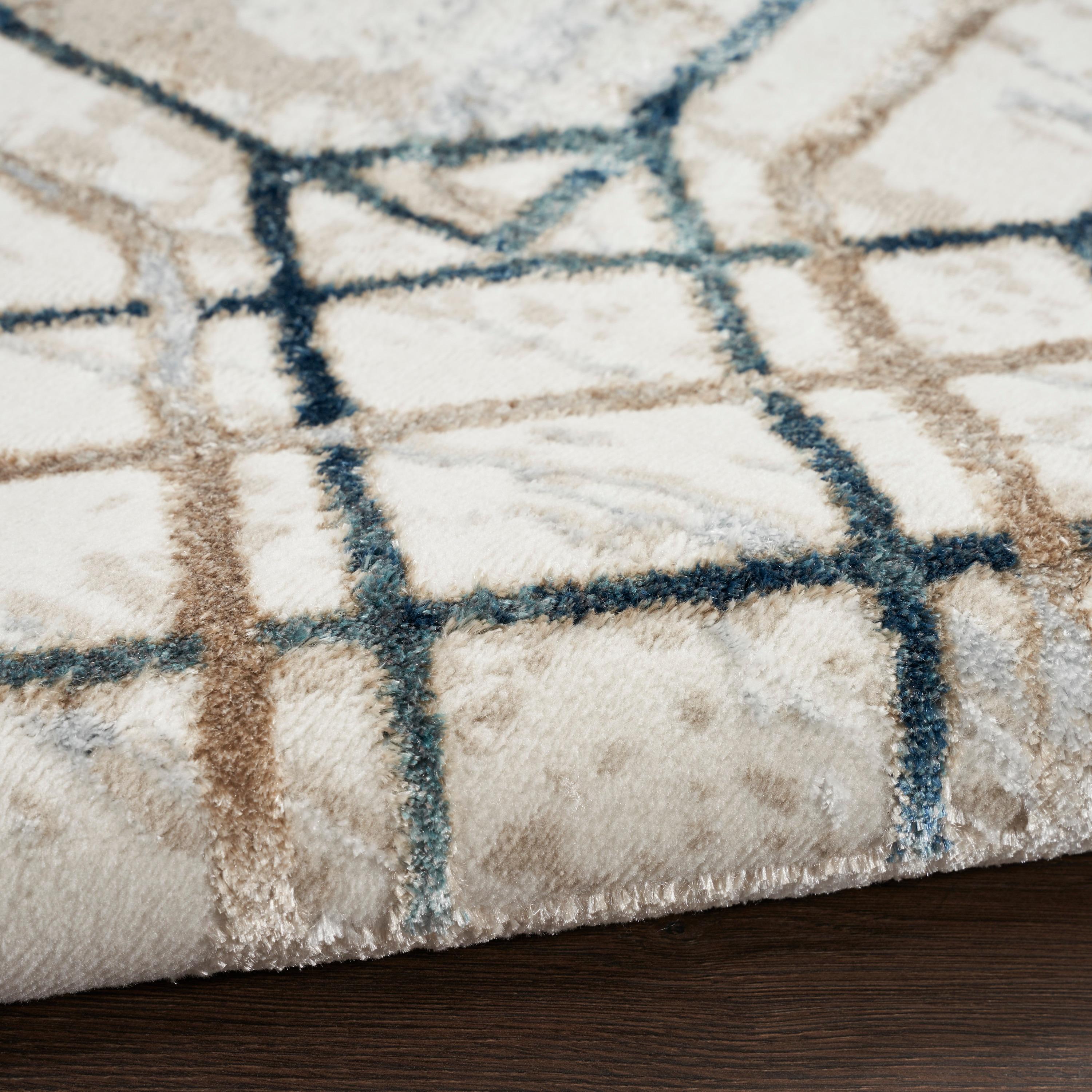 Nourison Glam 5'3" x 7'3" Ivory/Taupe Mid-Century Modern Indoor Rug