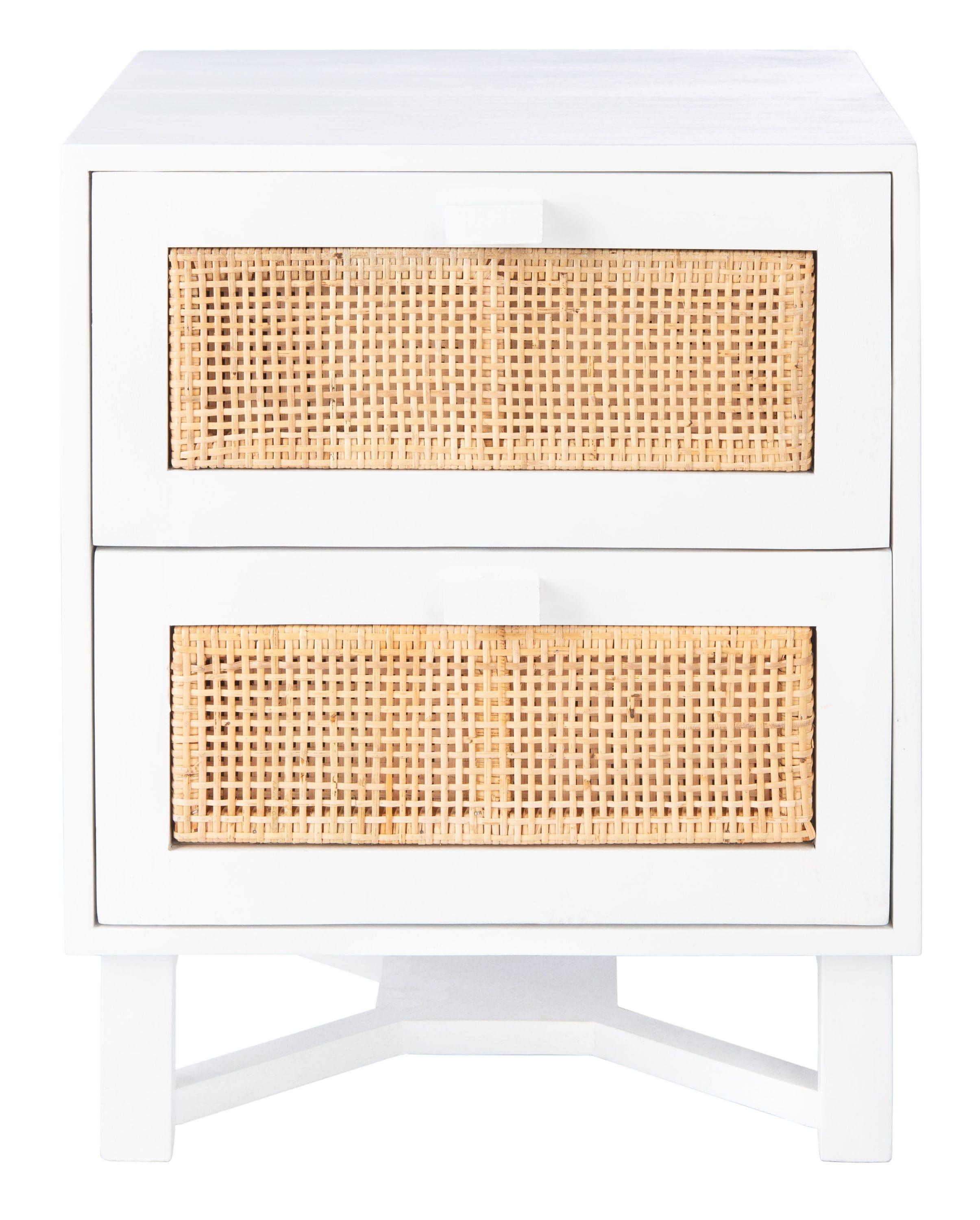 Hedwig 2 Drawer Nightstand - White/Natural - Safavieh.