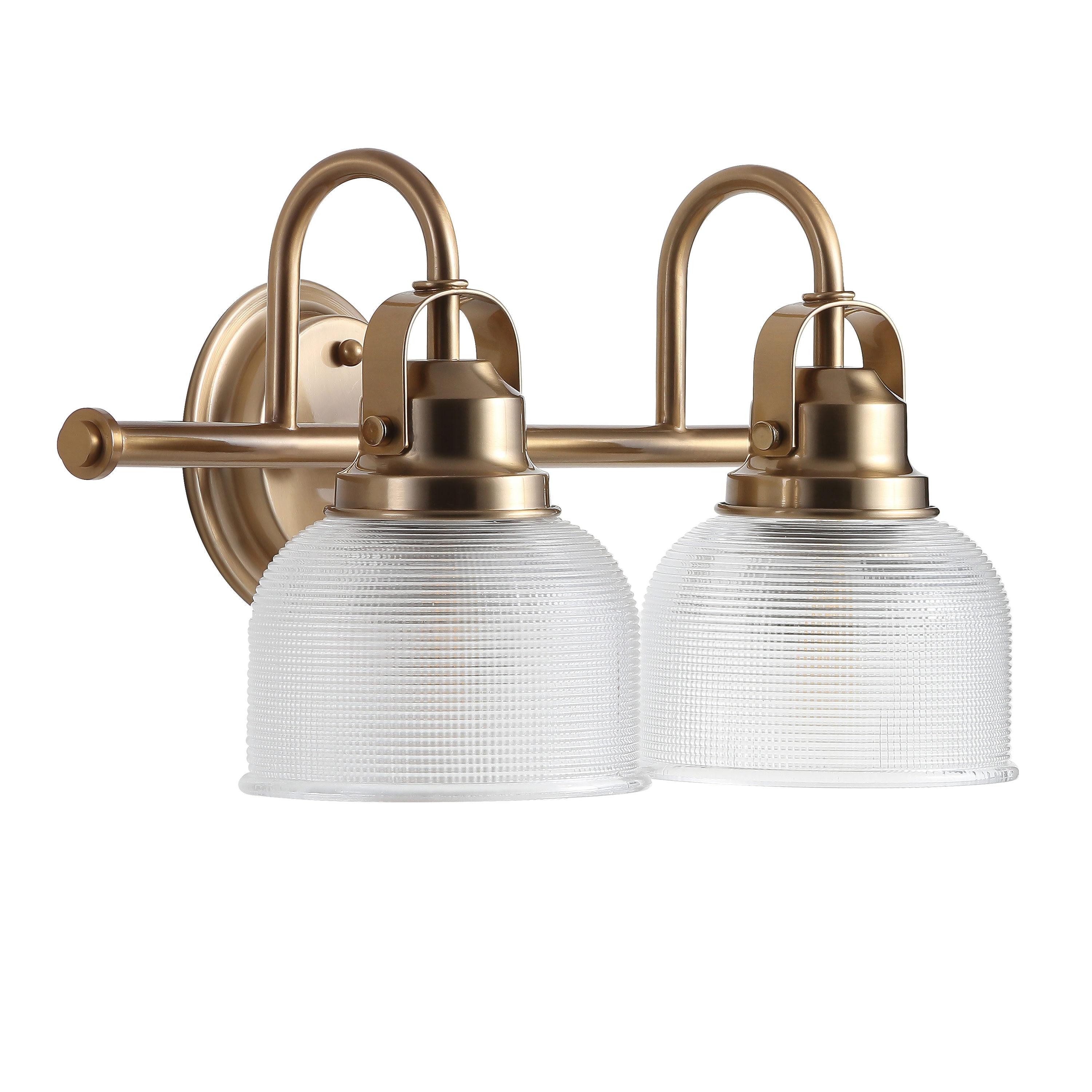 17.25" LED 2-Light Metal/Glass Virginia Pendent Brass/Gold - JONATHAN Y: ETL Listed, Bathroom Fixture, Bright Light