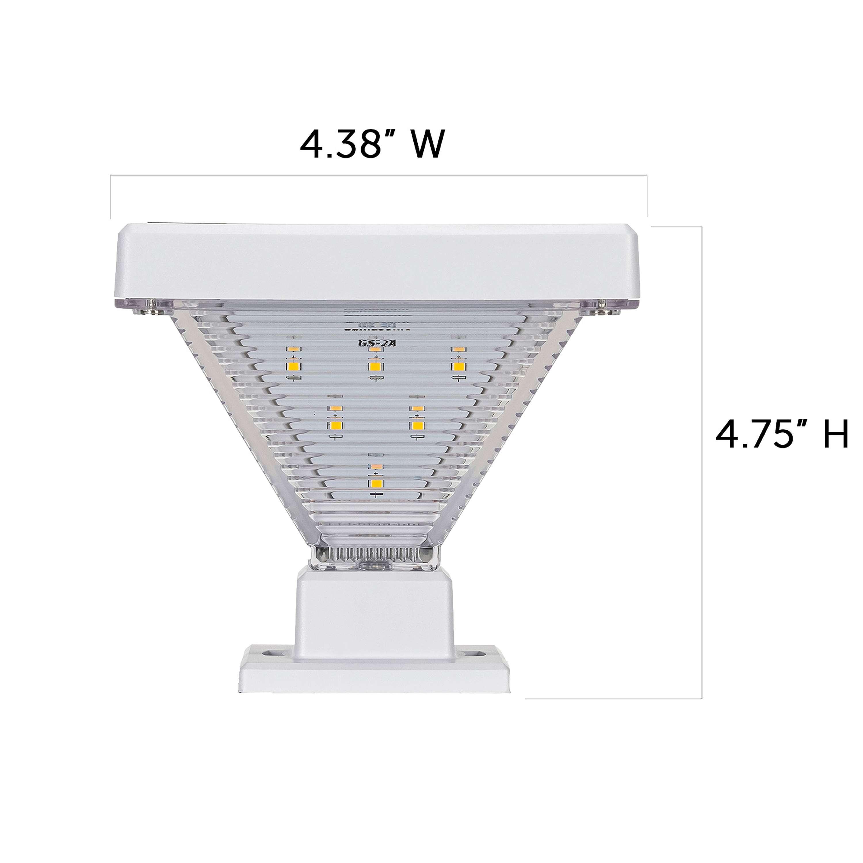 Gama Sonic Luxor Black 4x4 and 5x5 Solar LED Deck Post Cap Light with Warm White and Hi/Lo Mode for Backyard and Wood Fence(2-Pack) (Set of 2)