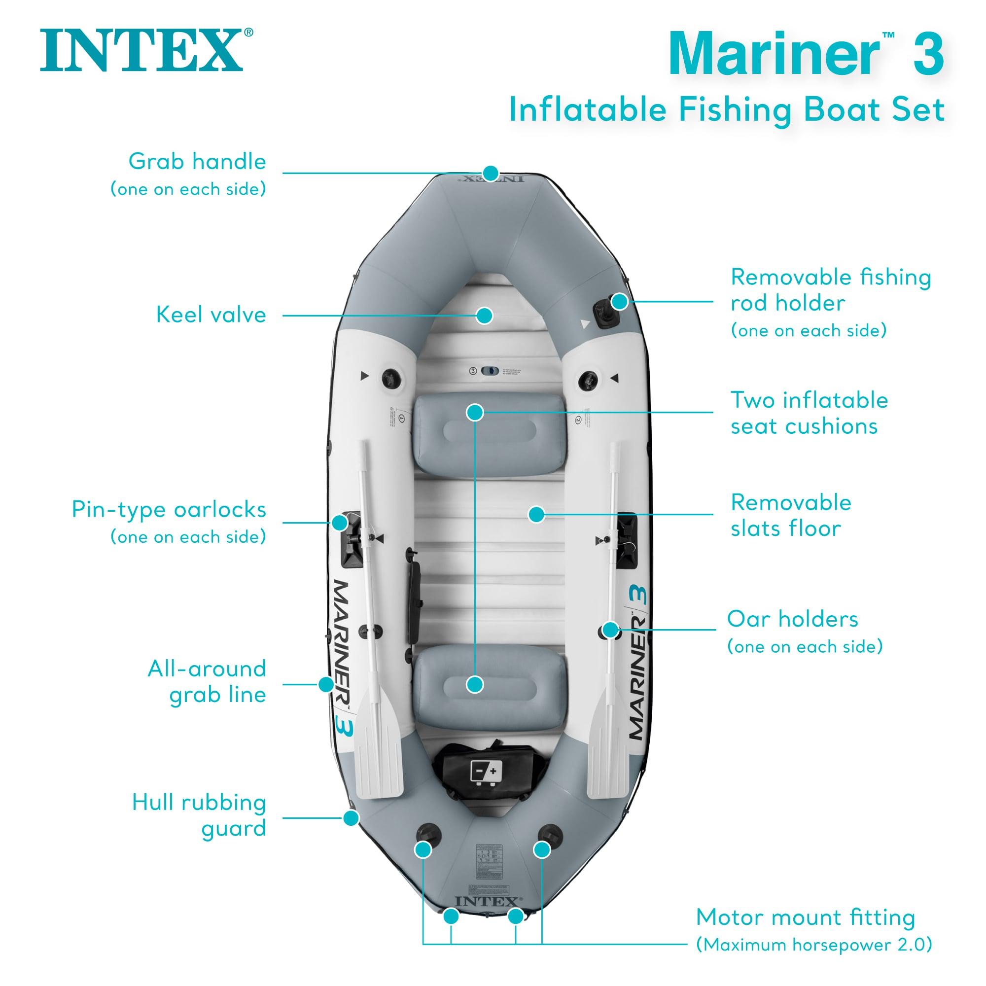 Intex Mariner 3, 3-Person Inflatable River/Lake Dinghy Boat & Oars Set