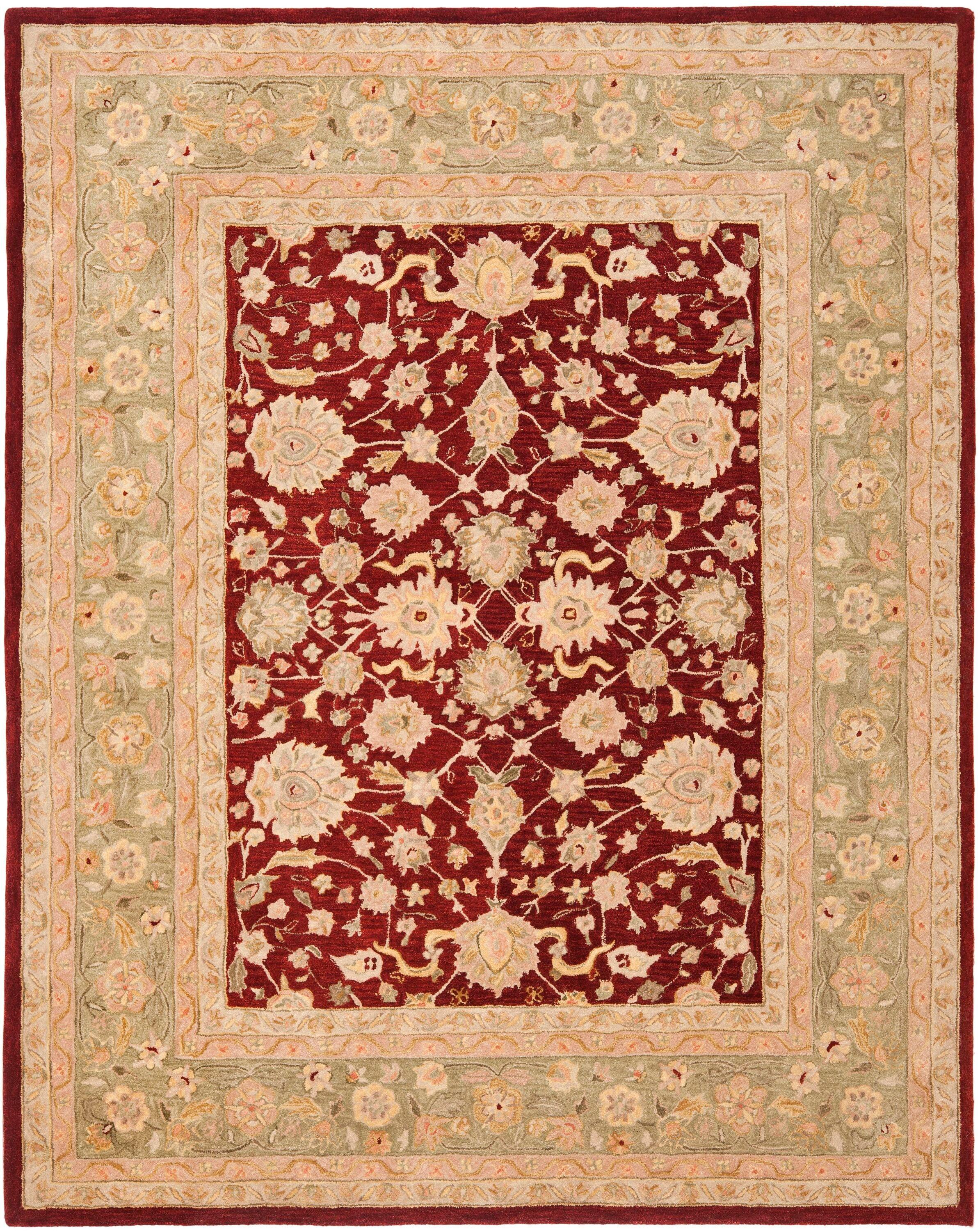 Anatolia AN522 Hand Tufted Indoor Area Rug - Red/Moss - 9'x12' - Safavieh