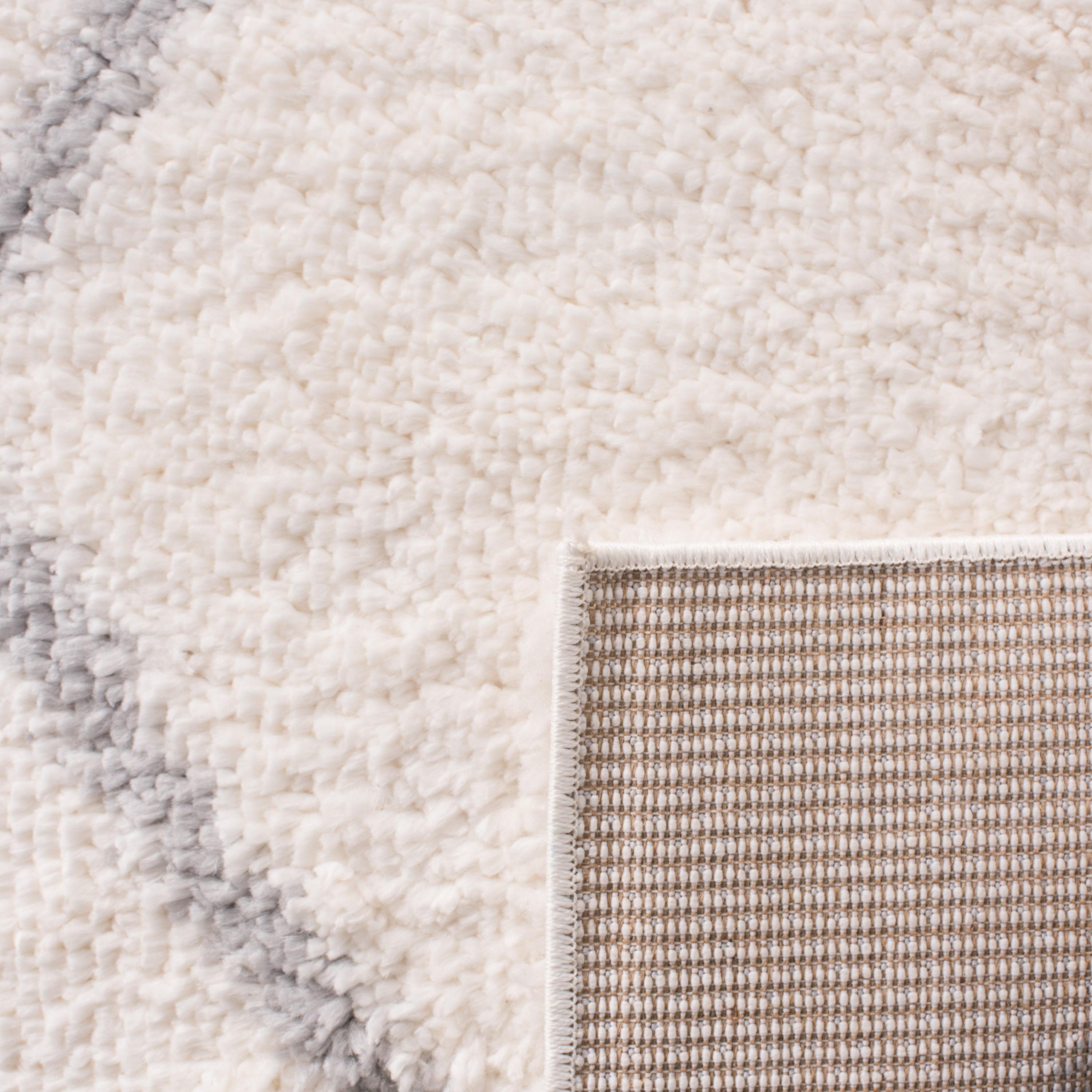 Parma Shag PMA515 Power Loomed Indoor Runner Rug - 2'3"x11' - Cream/Grey - Safavieh