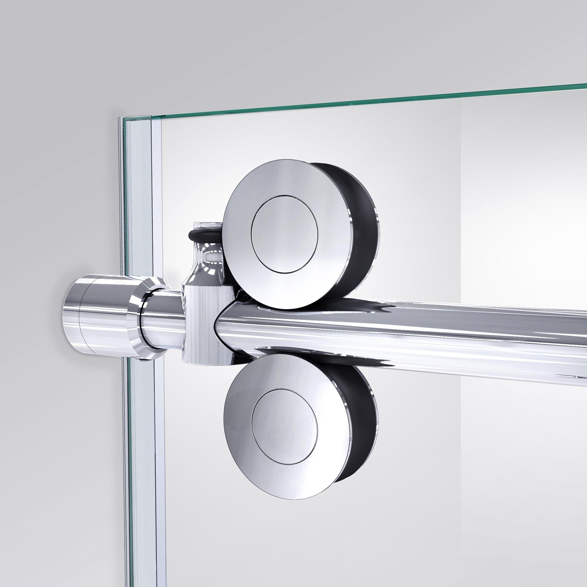 Enigma-XO Frameless Clear Glass Shower Enclosure with Polished Stainless Steel Hardware