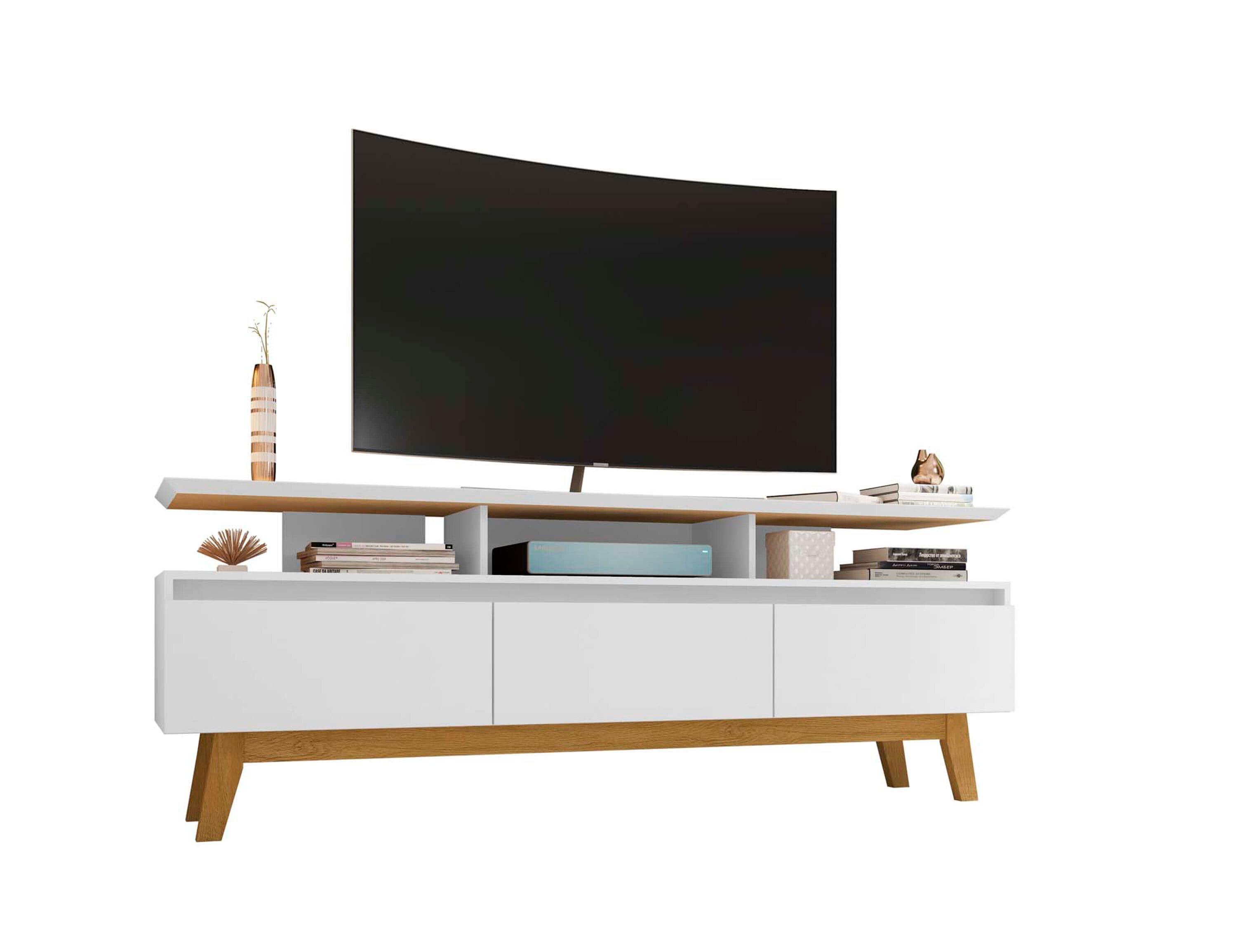 Yonkers TV Stand for TVs up to 65" White - Manhattan Comfort