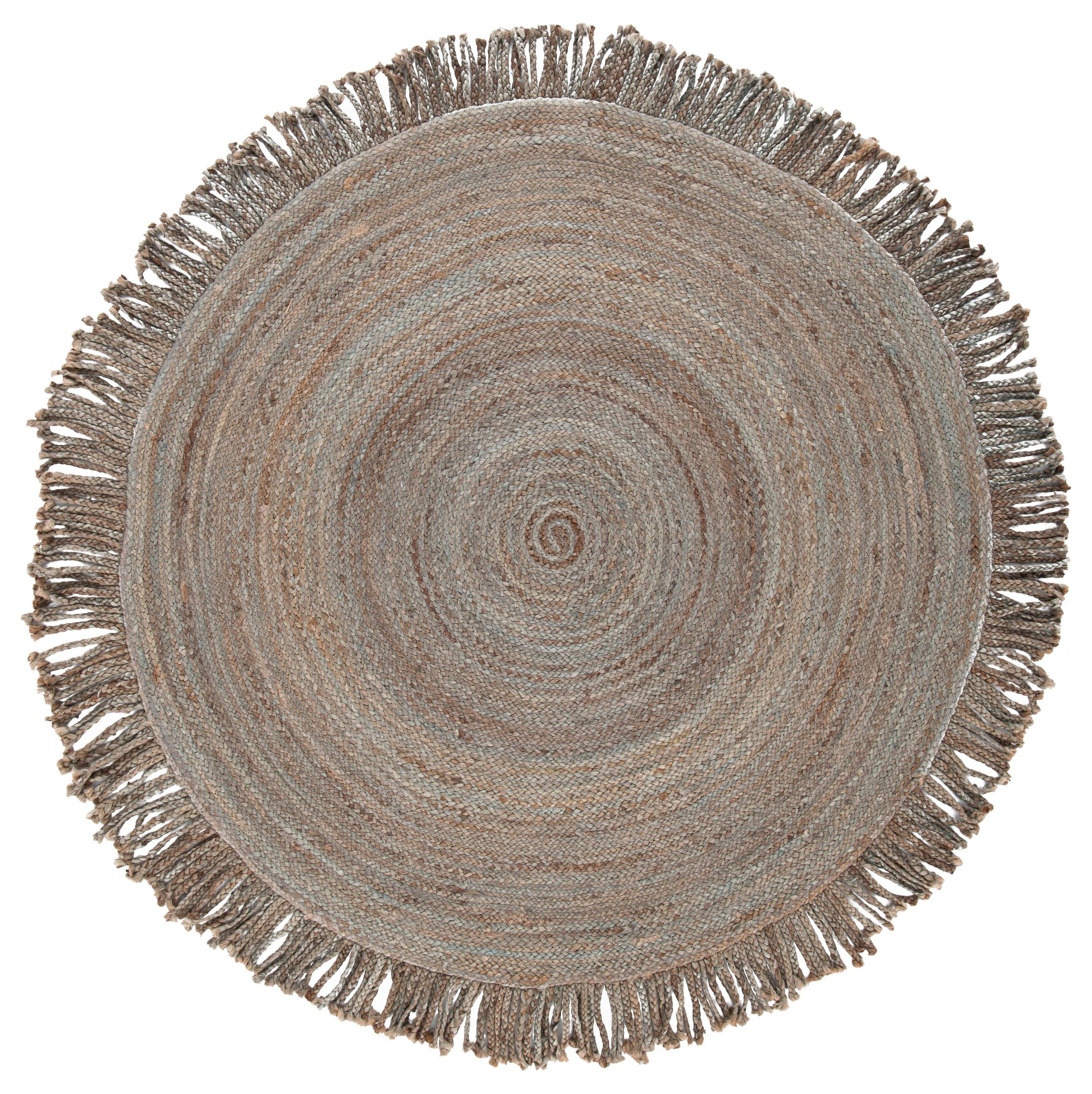 Braided BRD259 Hand Braided Area Rug - Grey - 4' round - Safavieh.