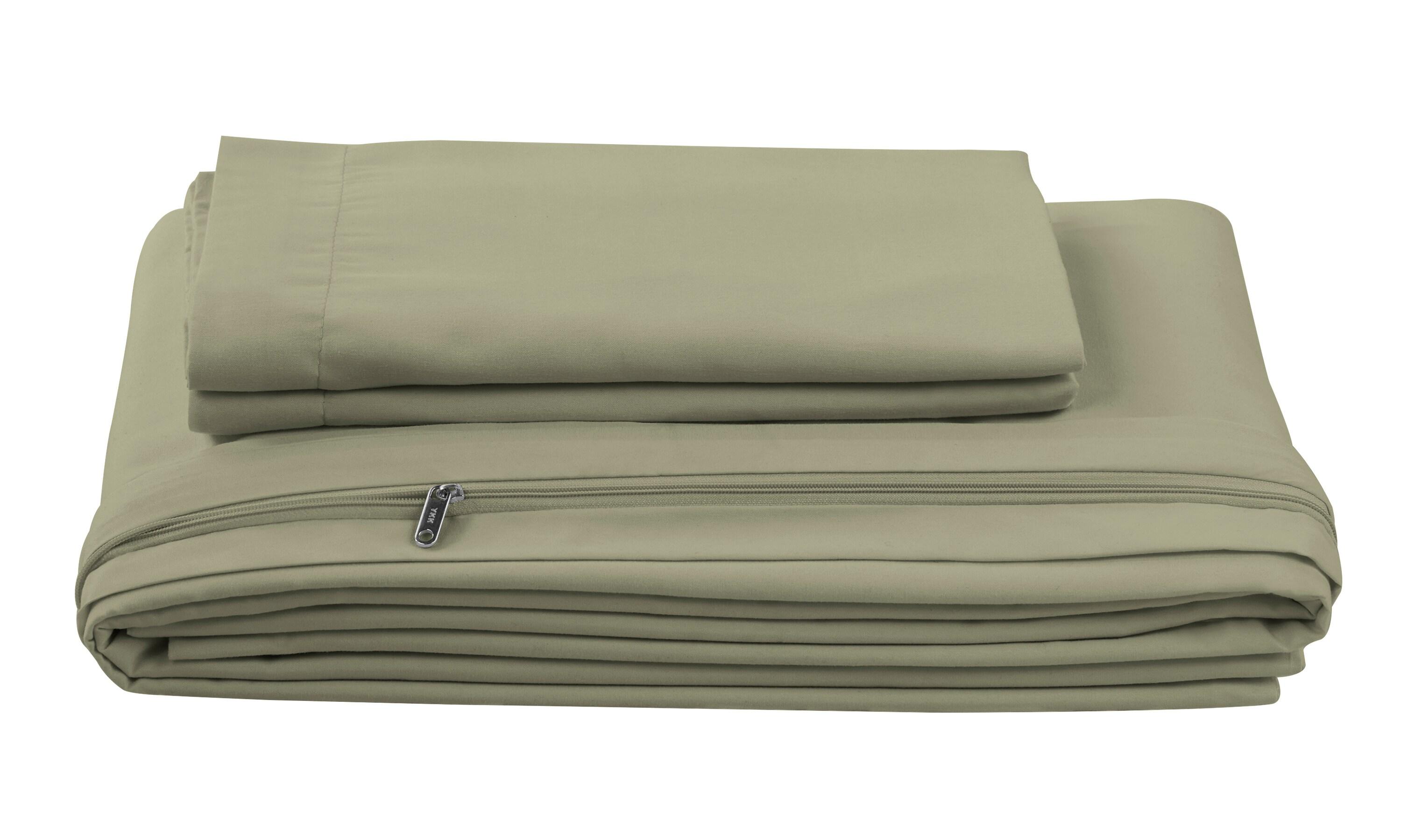 Sage Green Microfiber Twin Duvet Cover Set with Pillow Shams