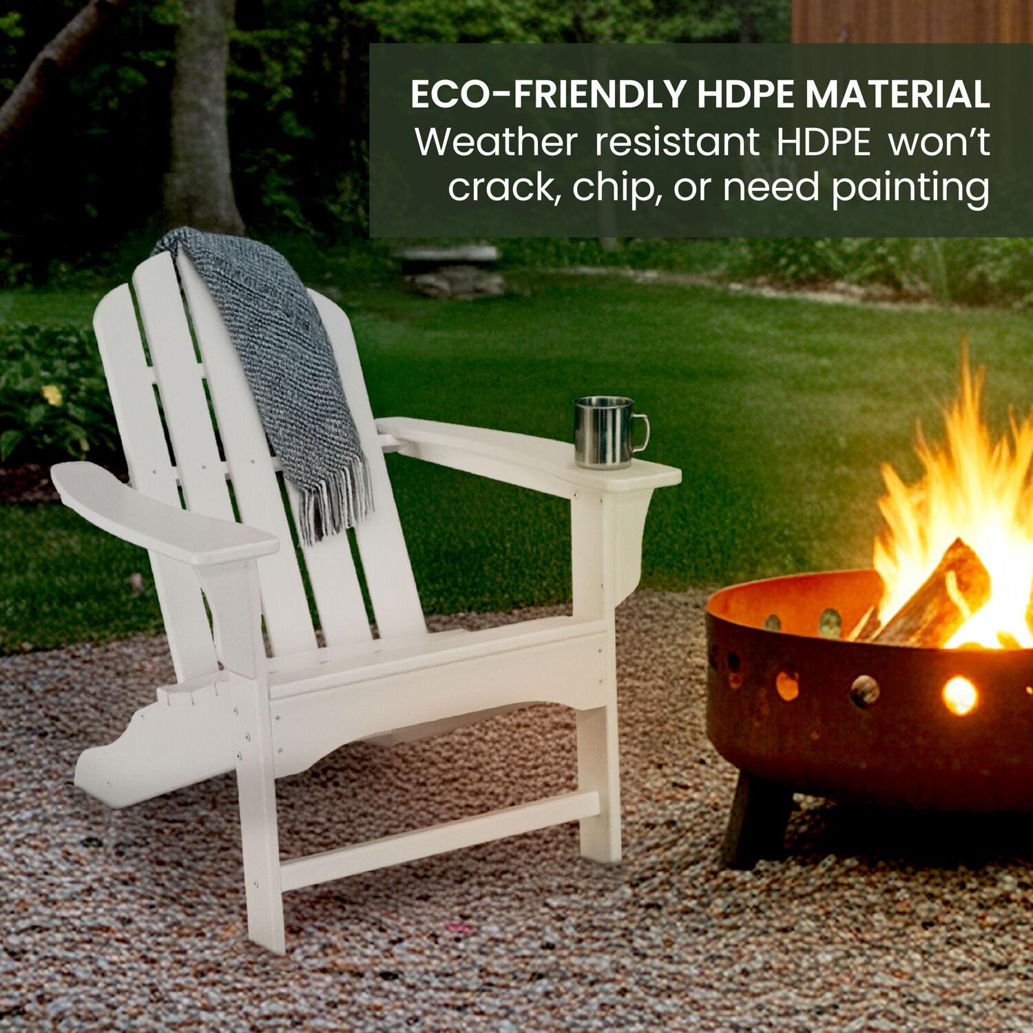 Hanover Outdoor Furniture All-Weather Contoured Adirondack Chair, White