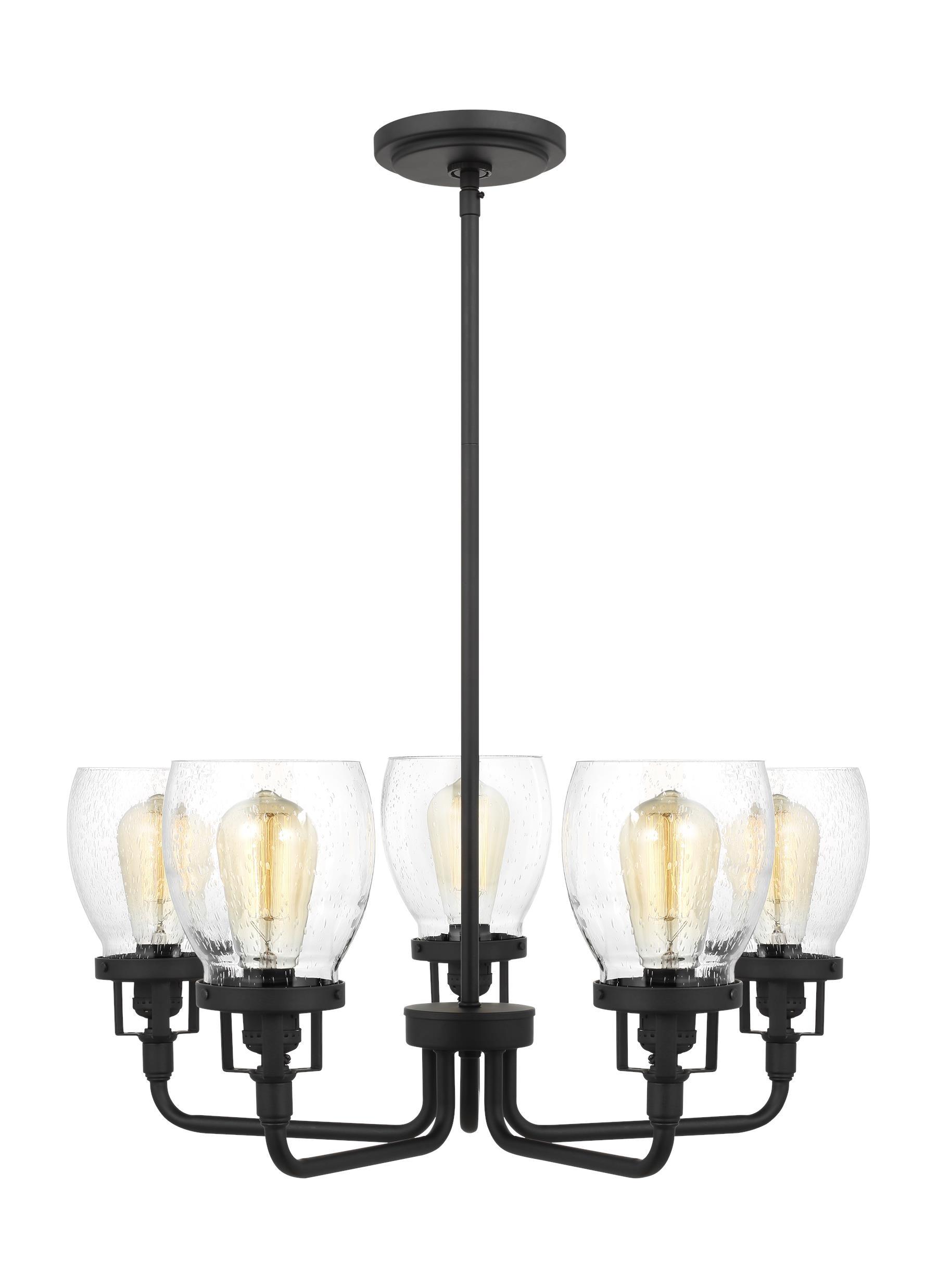 Midnight Black 5-Light Chandelier with Clear Seeded Glass