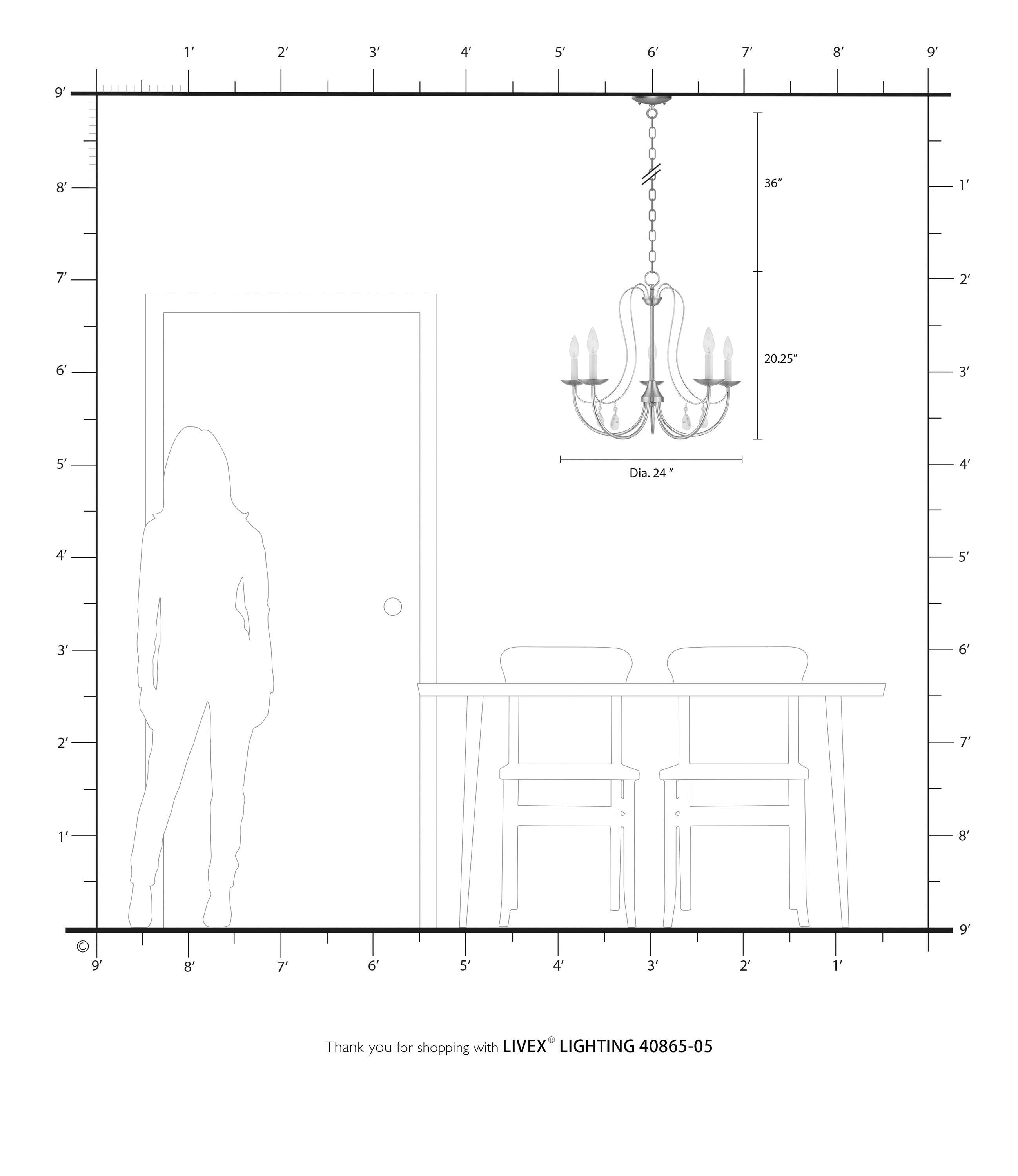 Livex Lighting Mirabella 5 - Light Chandelier in  Polished Chrome