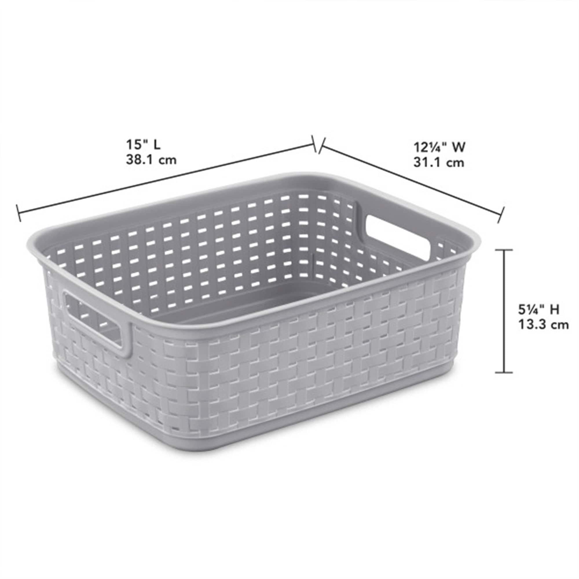 Sterilite Sterilite Short Weave Basket, Decorative Storage Bin, Organize the Closet, Bathroom or Classroom (Set of 6)