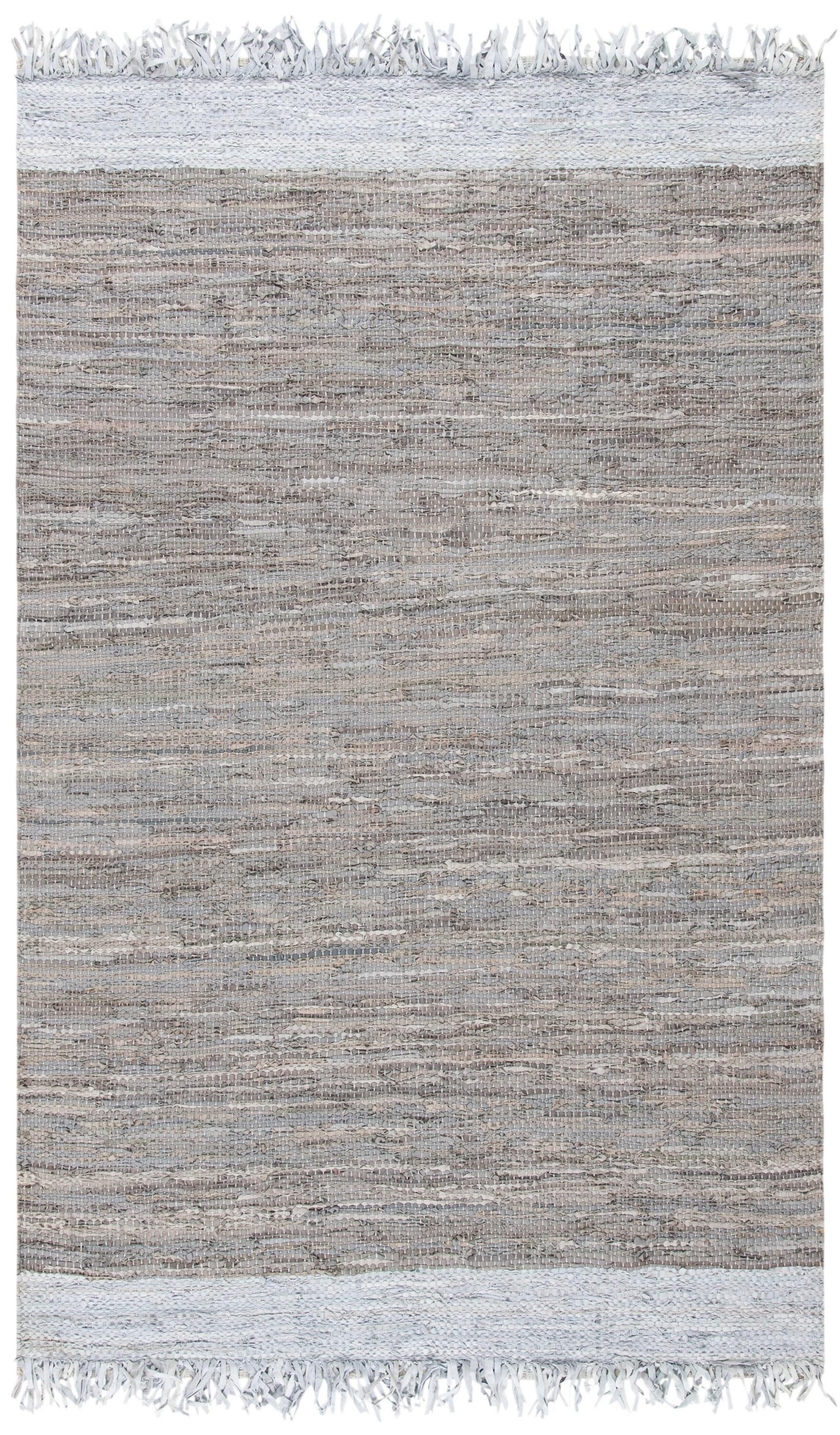 Vintage Leather VTL310 Hand Woven Indoor Area Rug - Light Grey/Taupe - 5'x8' - Safavieh