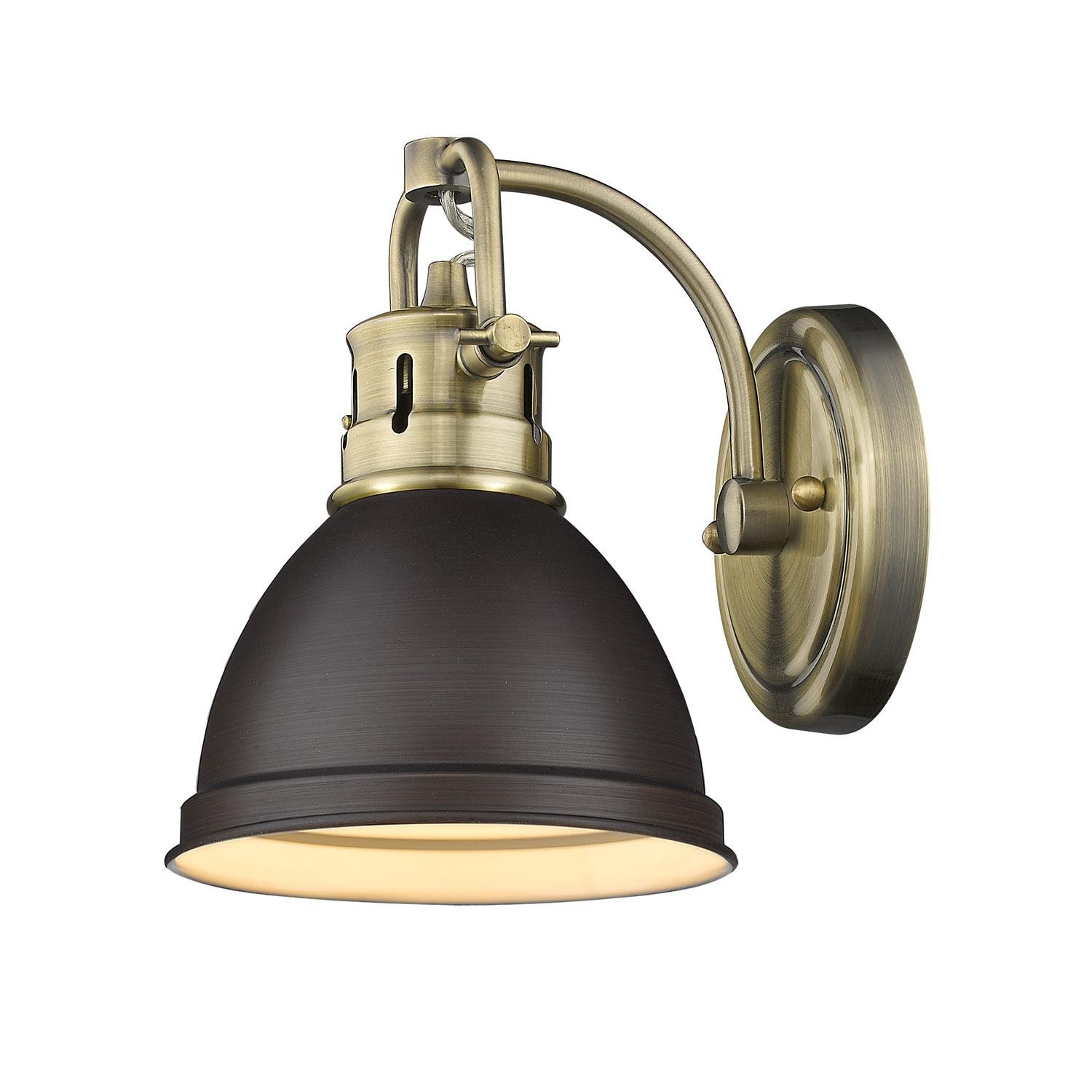 Golden Lighting Duncan 1-Light Wall Sconce in Aged Brass with Rubbed Bronze