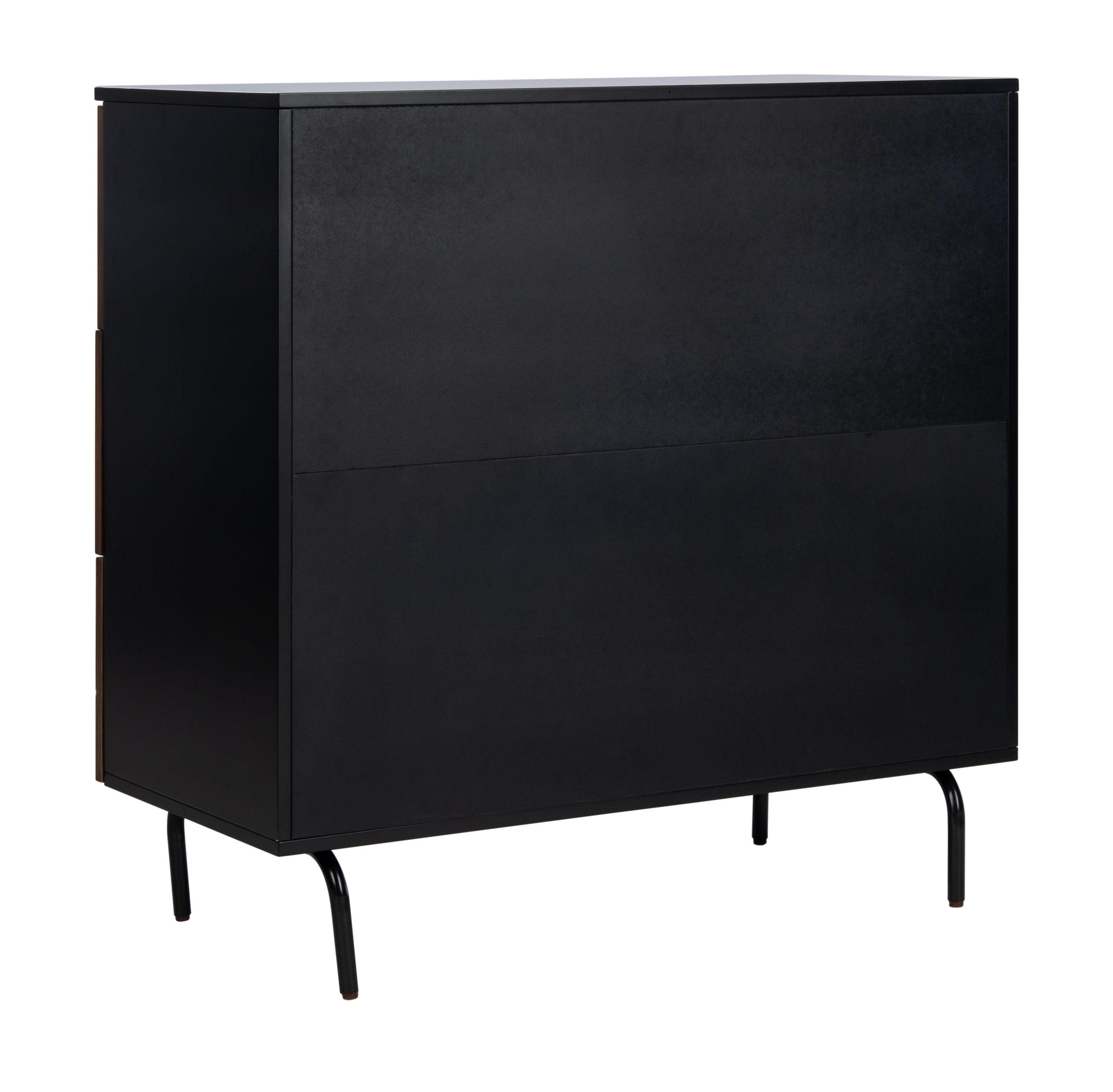 Genevieve 3 Drawer Dresser - Walnut/Black/Gold - Safavieh