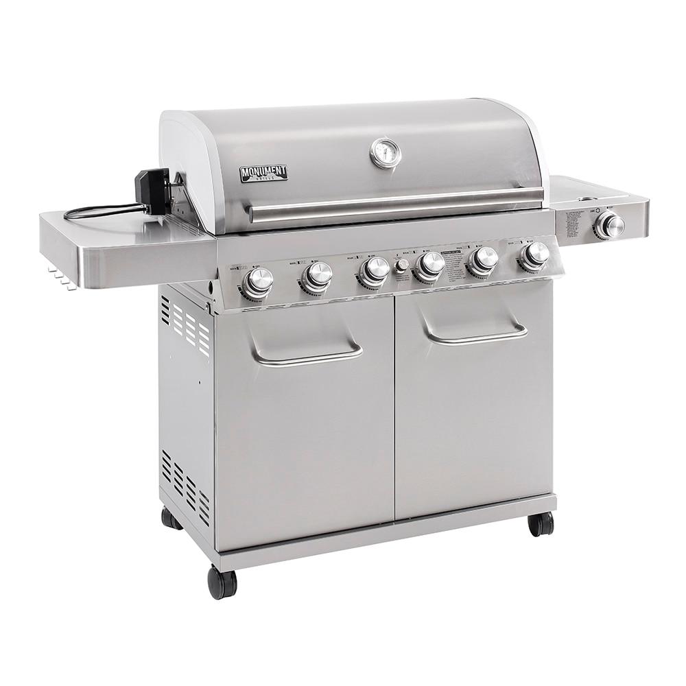 Monument Grill 77352 6-Burner Stainless Propane Gas Grillwith Rotisserie Kit