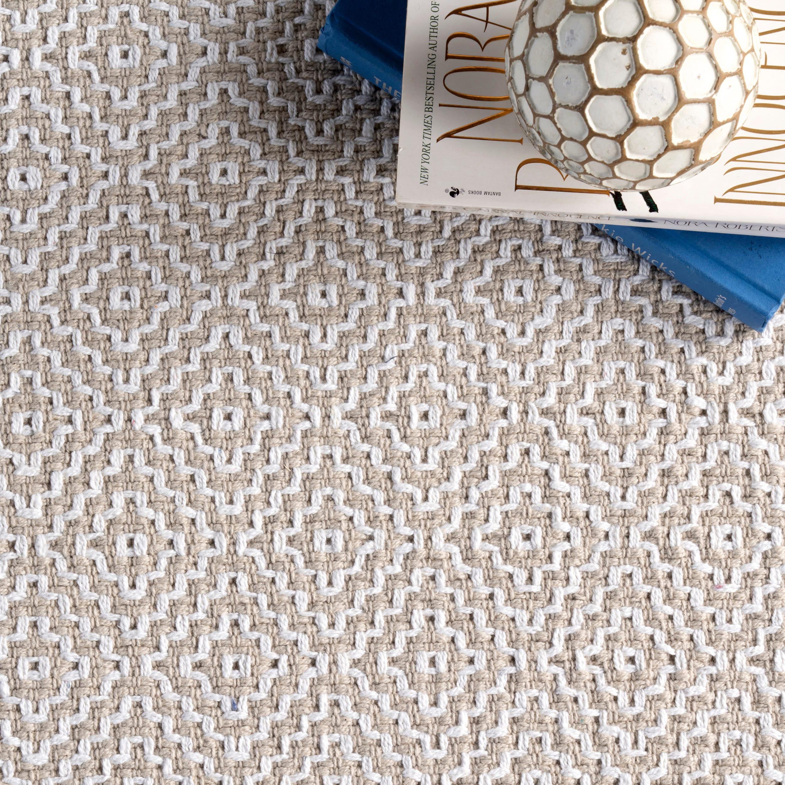 6'x9' Cotton Hand Loomed Lorretta Area Rug Taupe - nuLOOM: Modern Flat Pile Rectangle, Indoor Use, Canvas Backing