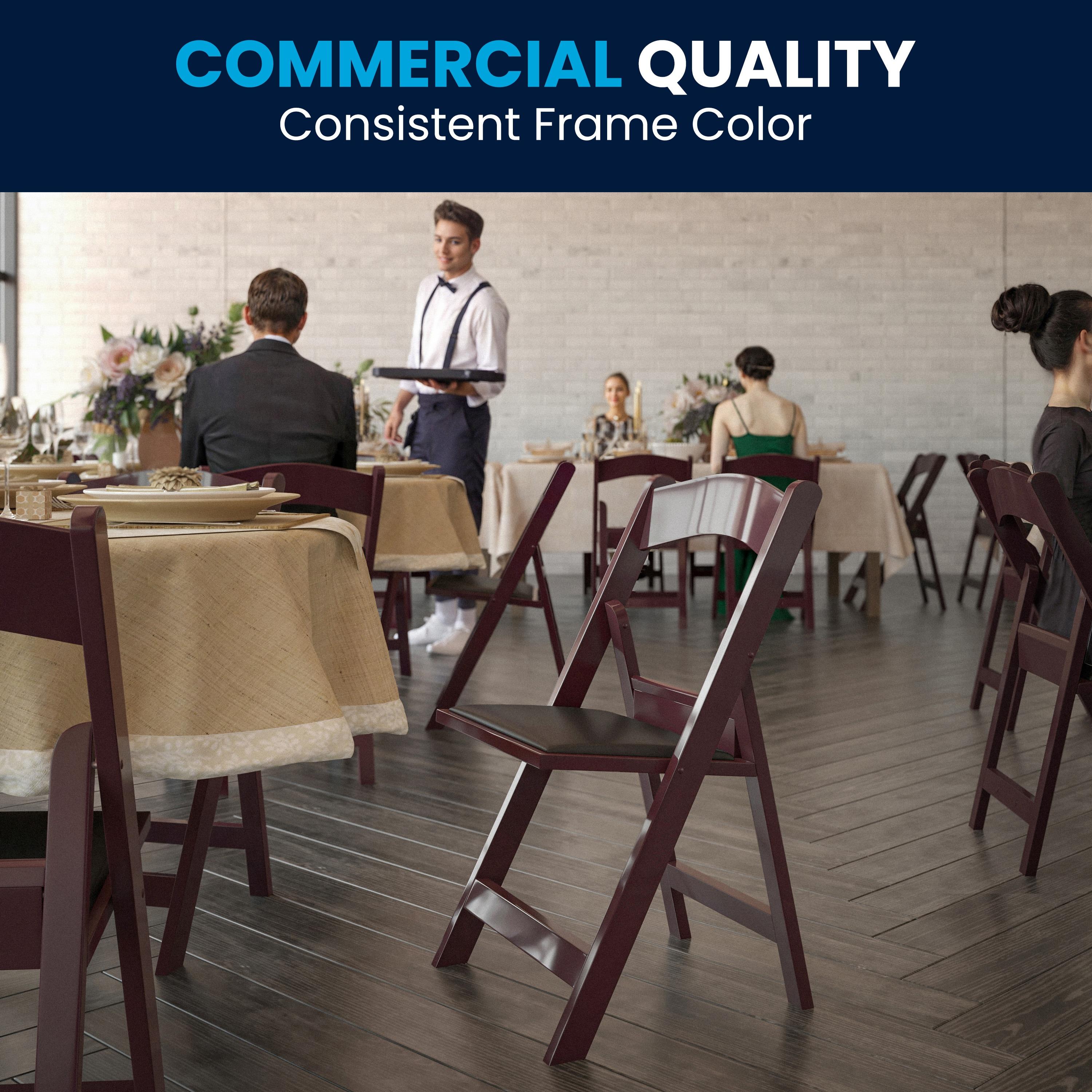 Flash Furniture Hercules Folding Chair - Red Mahogany Resin - 4 Pack 800LB Weight Capacity Comfortable Event Chair - Light Weight Folding Chair