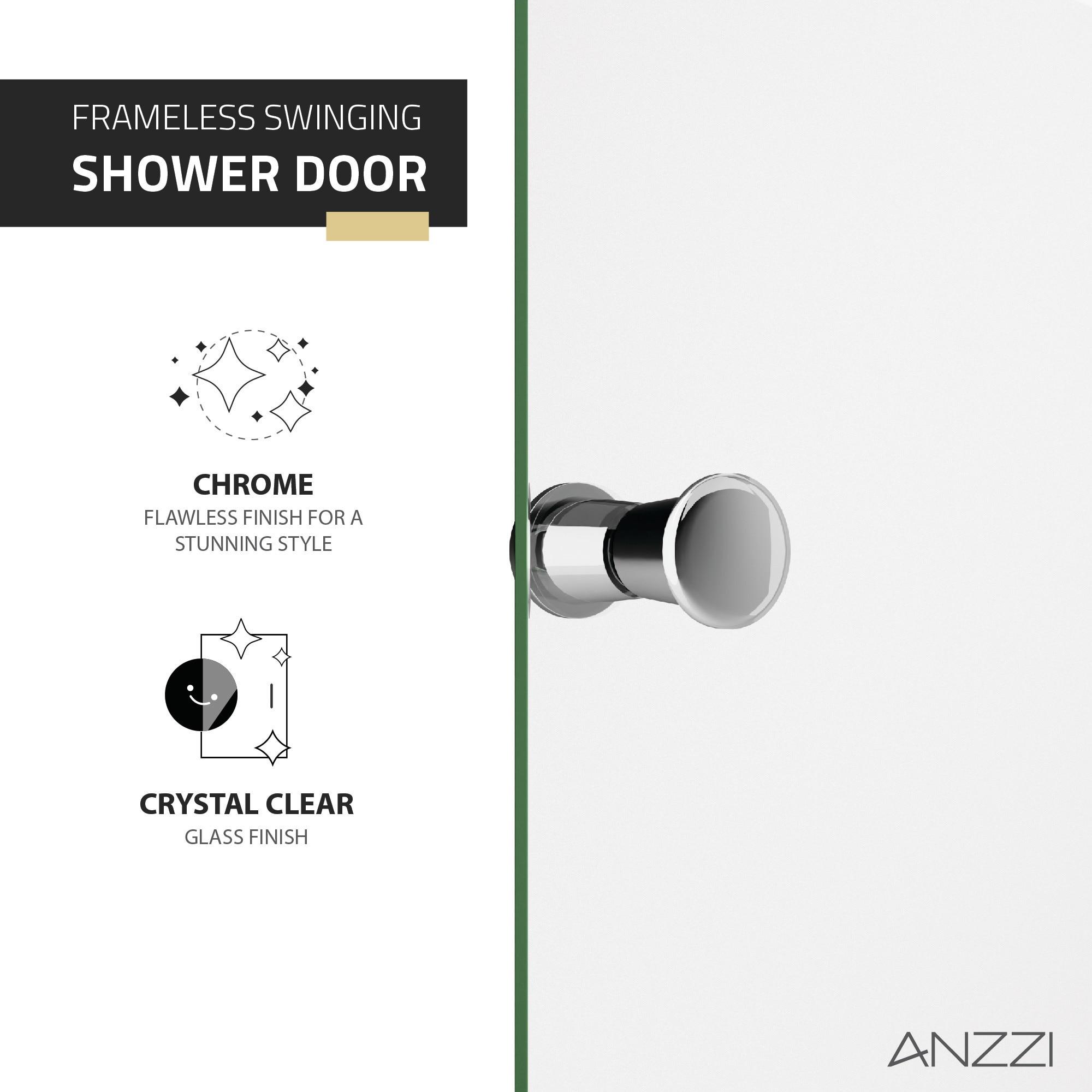 Anzzi 33.3” W x 72” H Frameless Shower Door