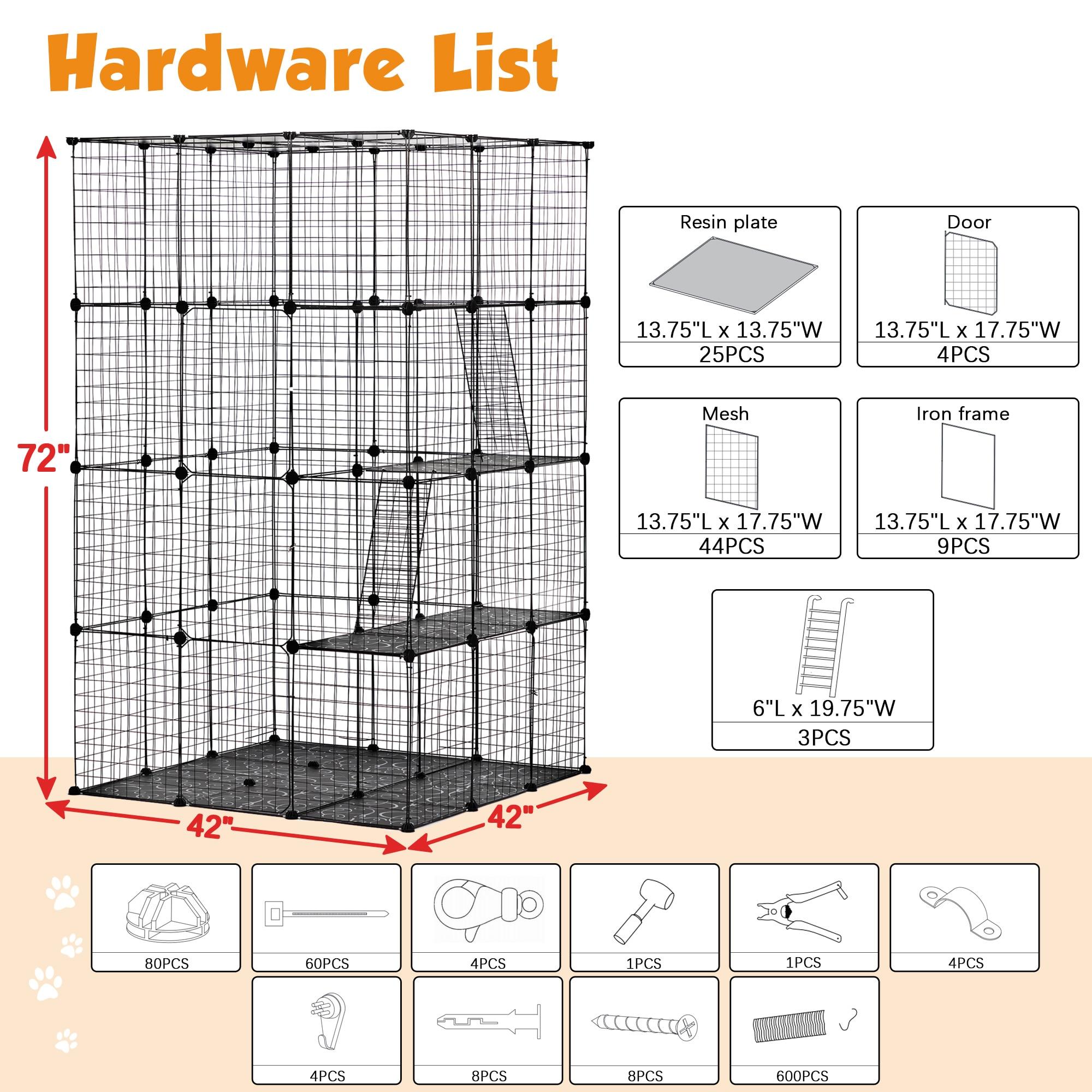 Coziwow Extra Large DIY Cat Cage Playpen, Metal Wire Kennels, Pet Cage for Rabbit Small Animal Indoor, Black