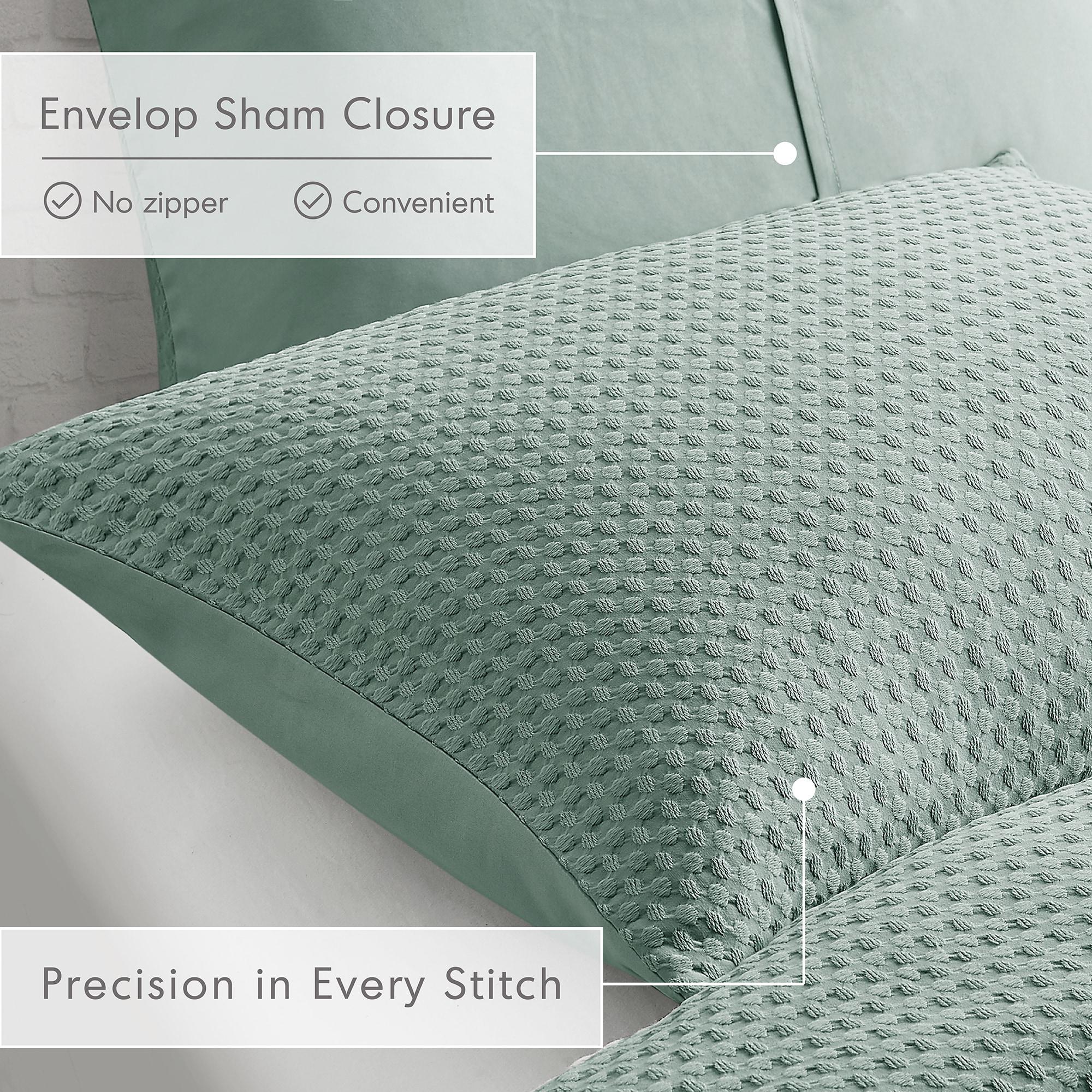 Comfort Spaces Sage Green Queen Comforter Set - 3 Pieces Breathable Dotted Weave Texture Comforter Sets, Modern Farmhouse Boho Comforter & Shams, All Season Microfiber Queen Bed Set, Full/Queen