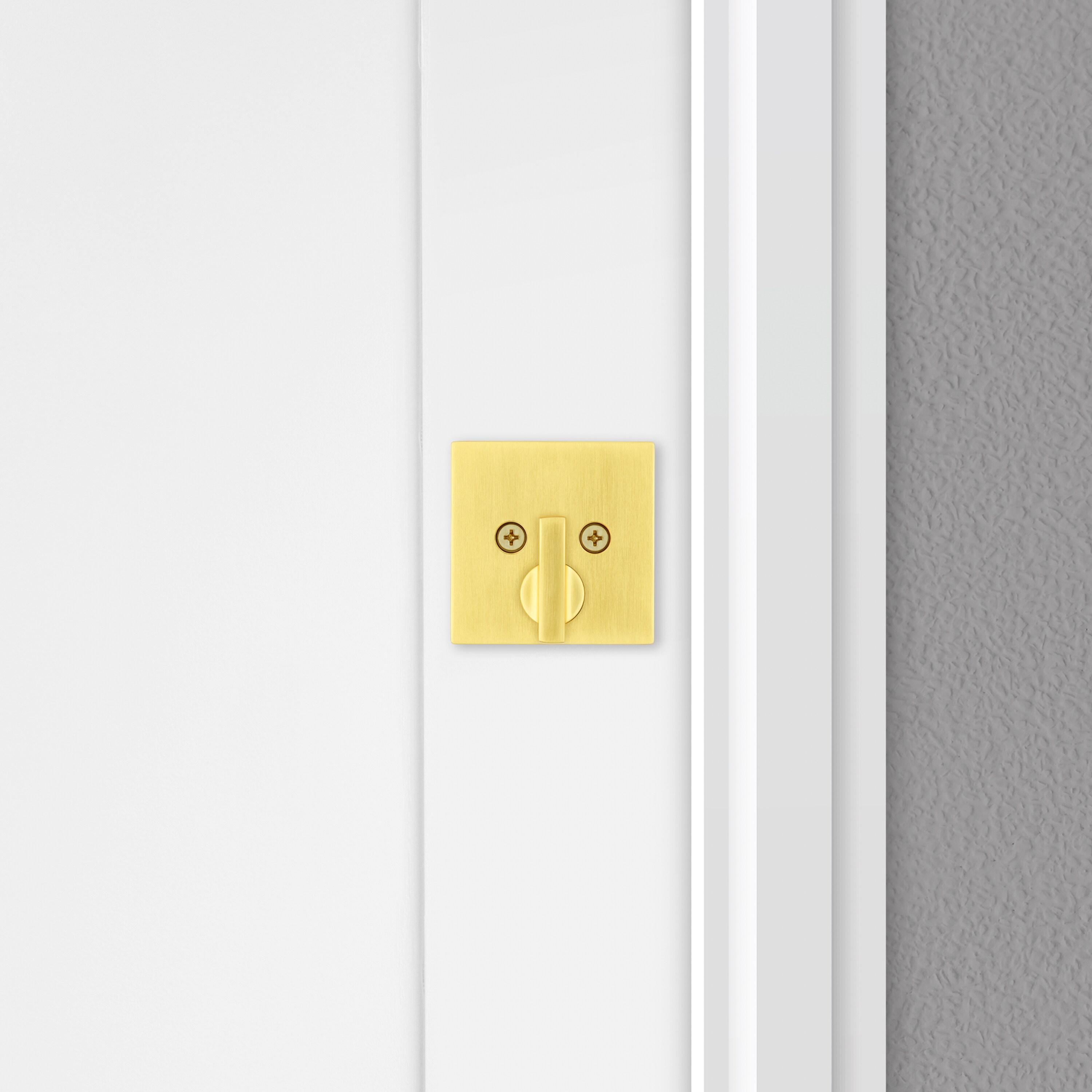 Kwikset Downtown Deadbolt Lock, Satin Brass Square Exterior Keyed Front Entry Door, Pick Resistant SmartKey Rekey Security, Single Cylinder Dead Bolt, with Microban Protection