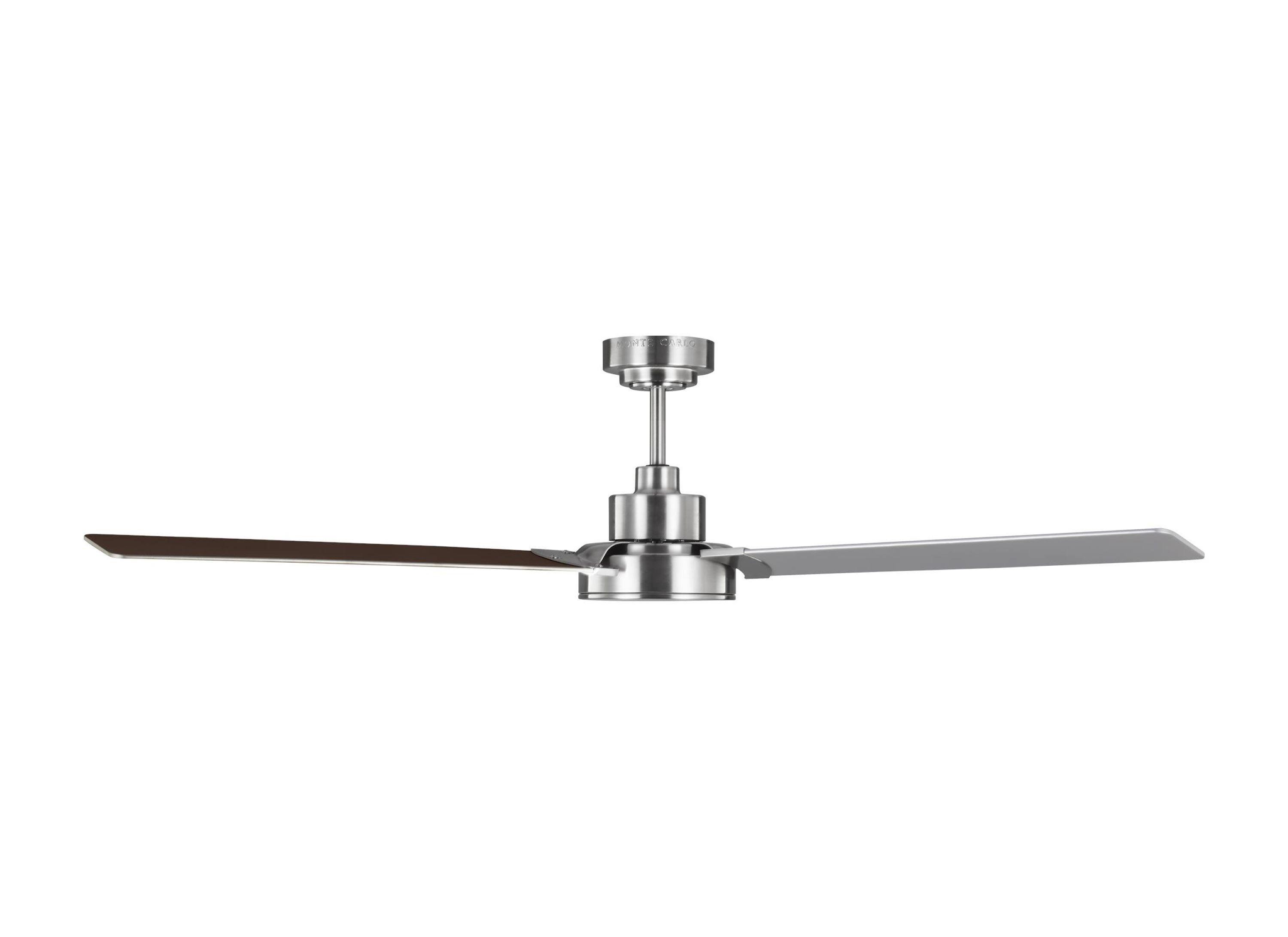 Generation Lighting Jovie 58-in Brushed Steel with Silver/American Walnut reversible blades Blades Propeller Ceiling Fan Without Light ( 3 -Blade )