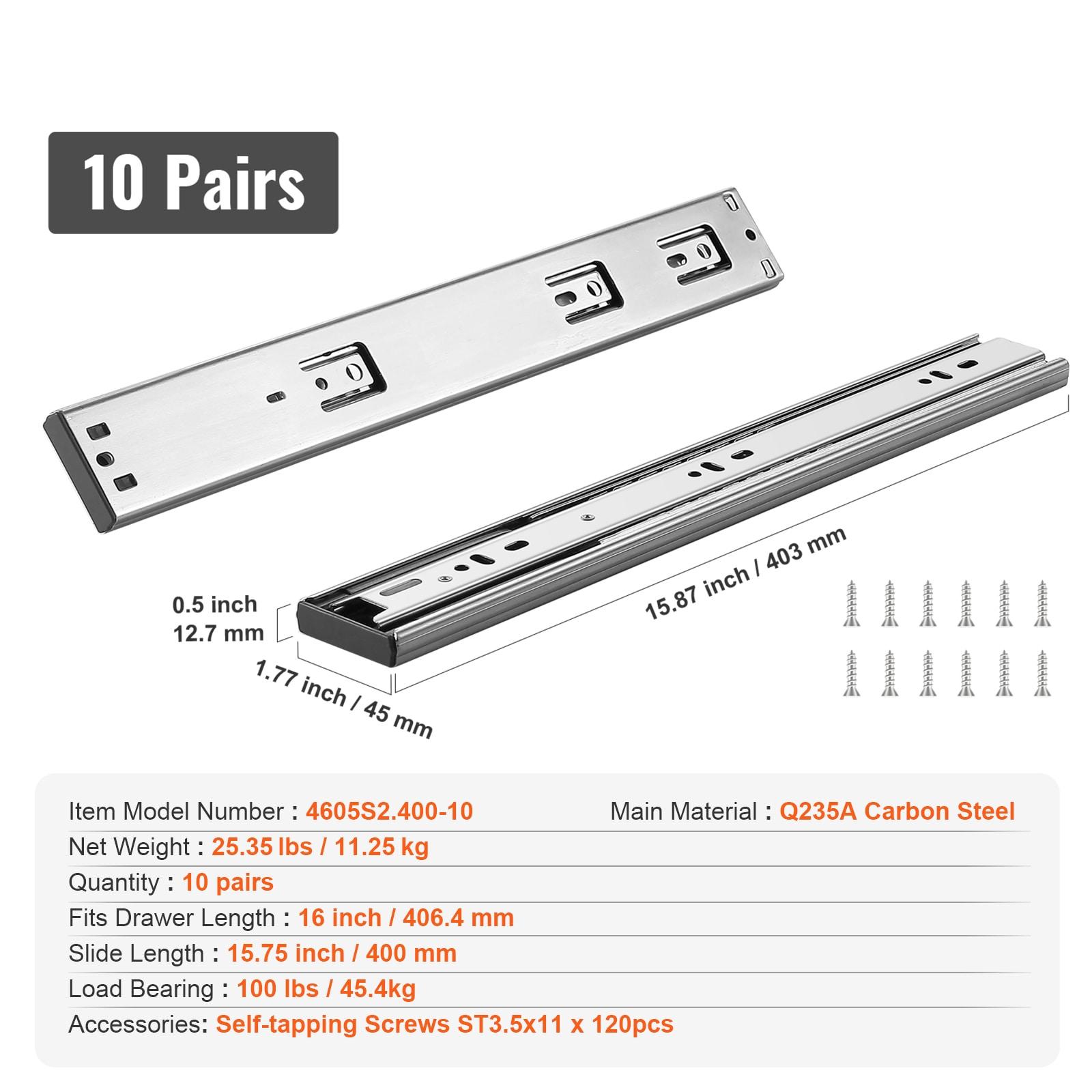 Full Extension 1.77'' Soft Close Side Mount Metal Drawer Slide (Set of 10)