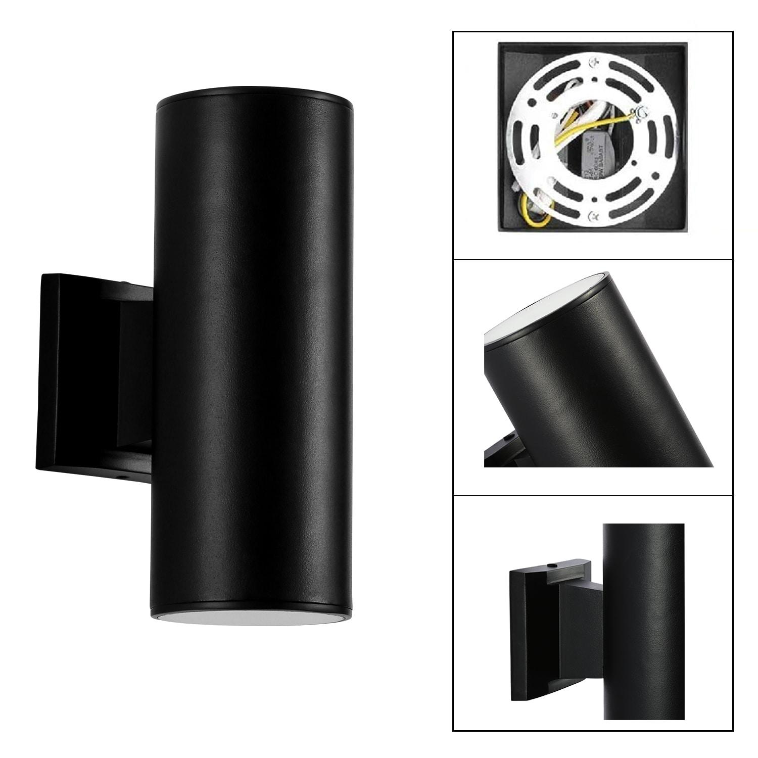 Cedar Hill 11 in. Cylinder Black LED Outdoor Wall Sconce