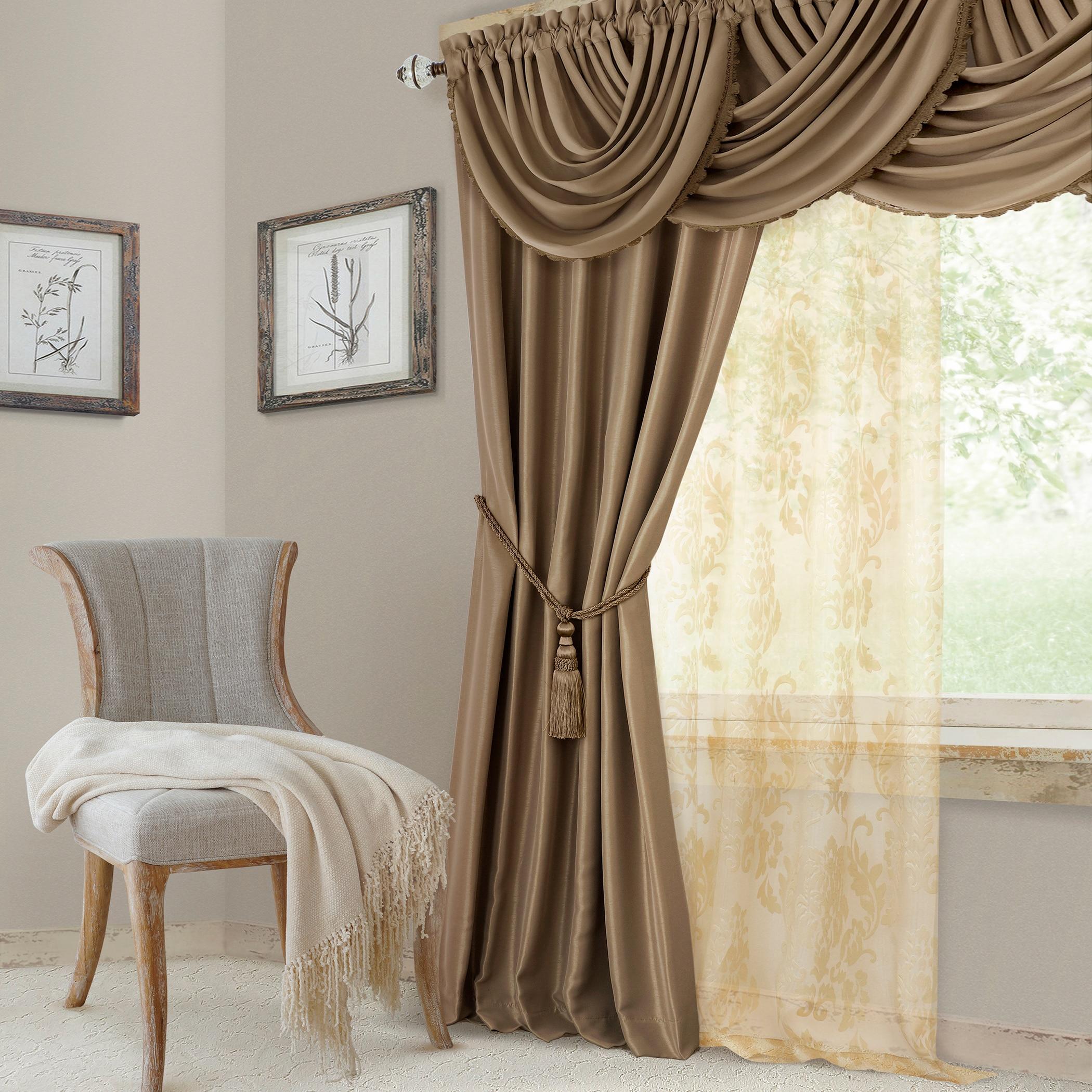 All Seasons Single Waterfall Window Valance - 52" x 36" - Antique Gold - Elrene Home Fashions