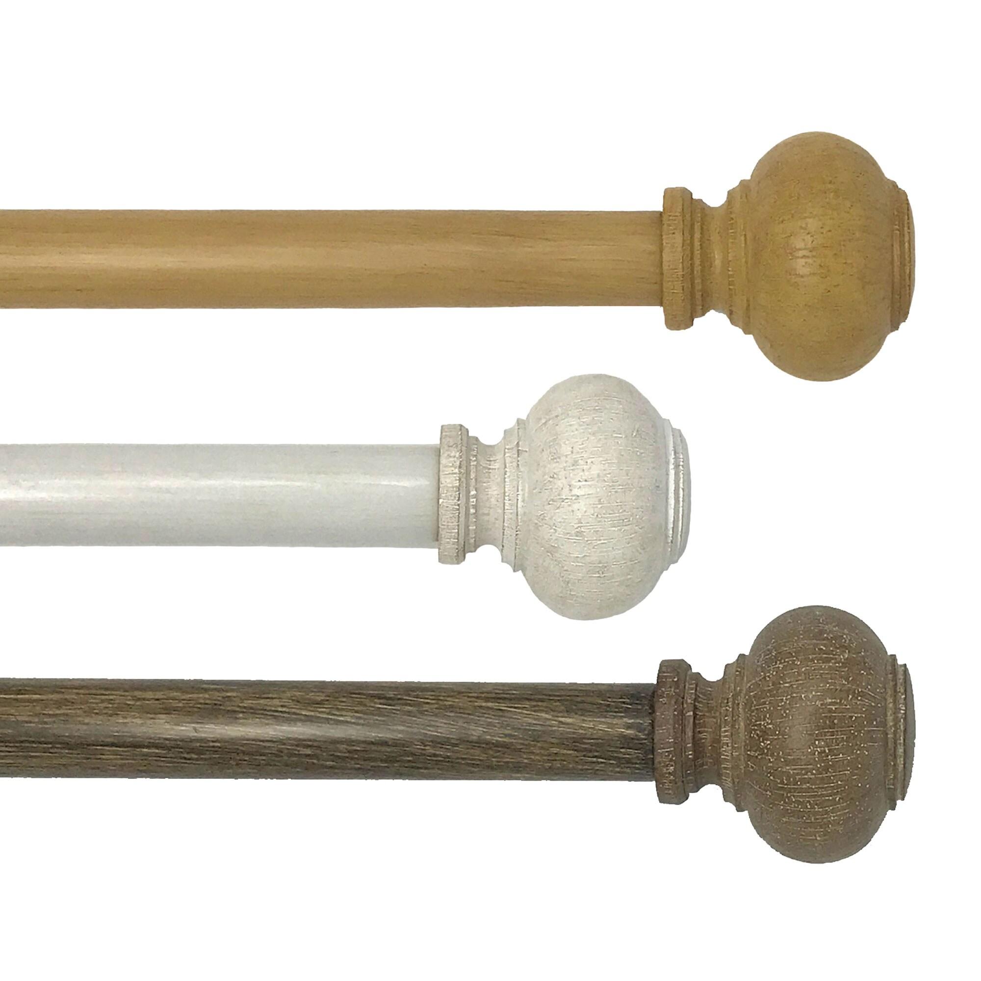 Rhinebeck Rustic Faux Wood 1" Window Drapery Single Curtain Rod - 86" - 120" - White