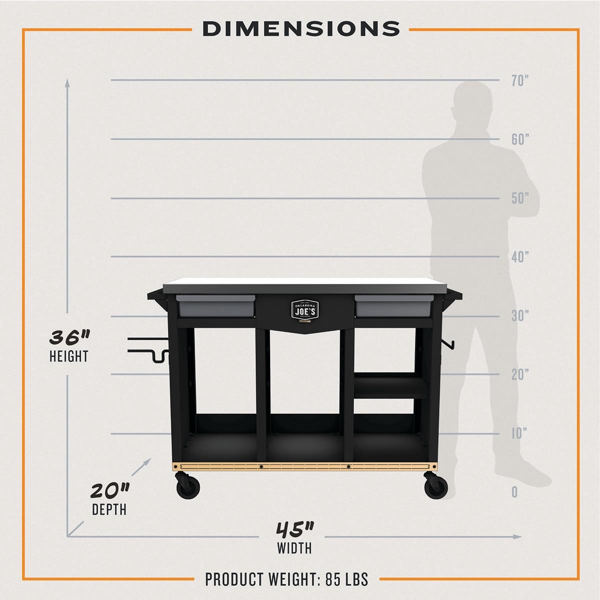 Oklahoma Joe's Prep/Storage Cart Steel 36 in. H X 45 in. W X 20 in. L