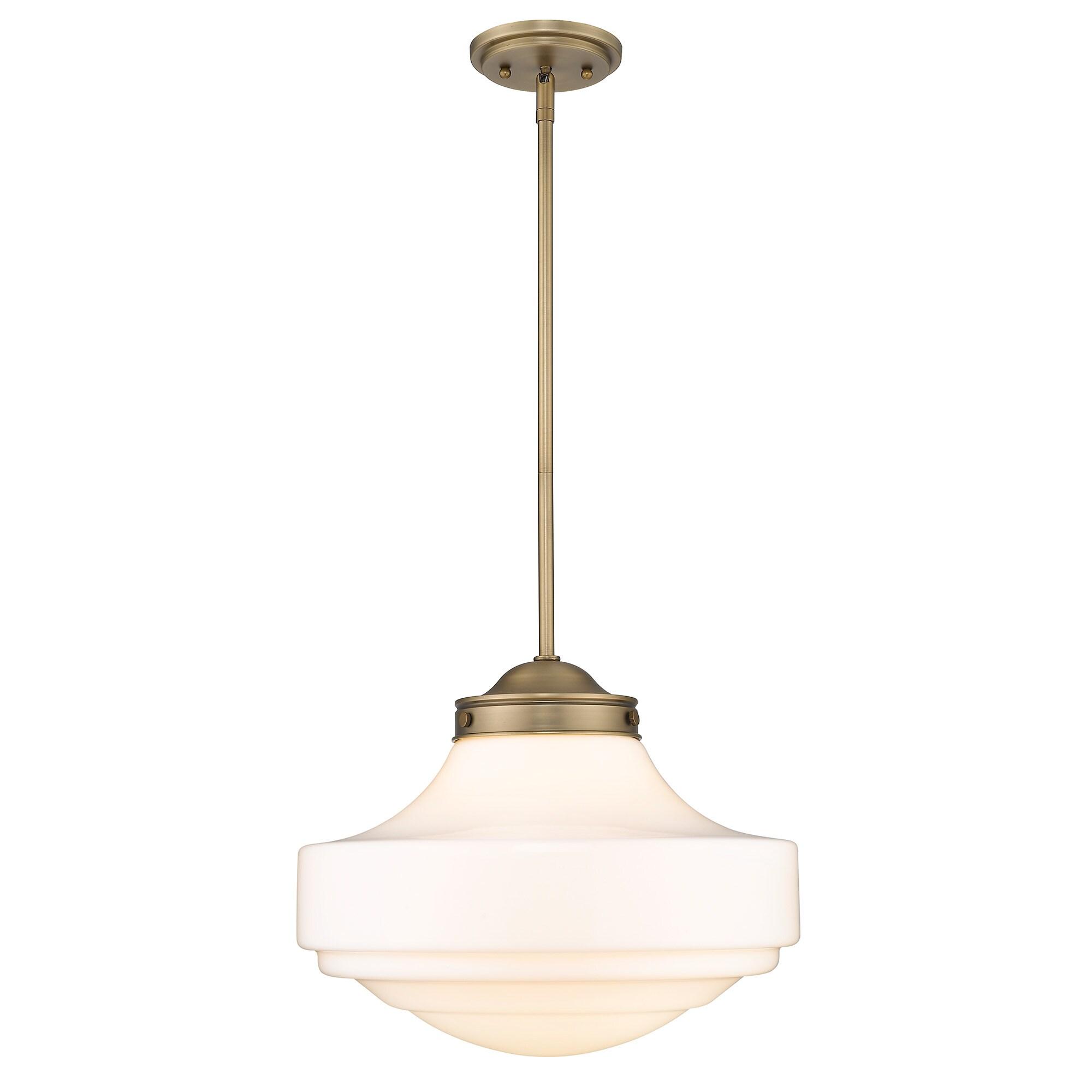 Modern Brass Finish Vintage Milk Glass Ceiling Pendant Light