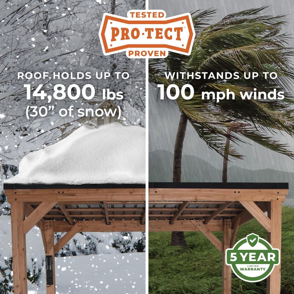 Backyard Discovery Arcadia 24'x12' Cedar Wood Gazebo, Galvanized Steel Roof, PowerPort