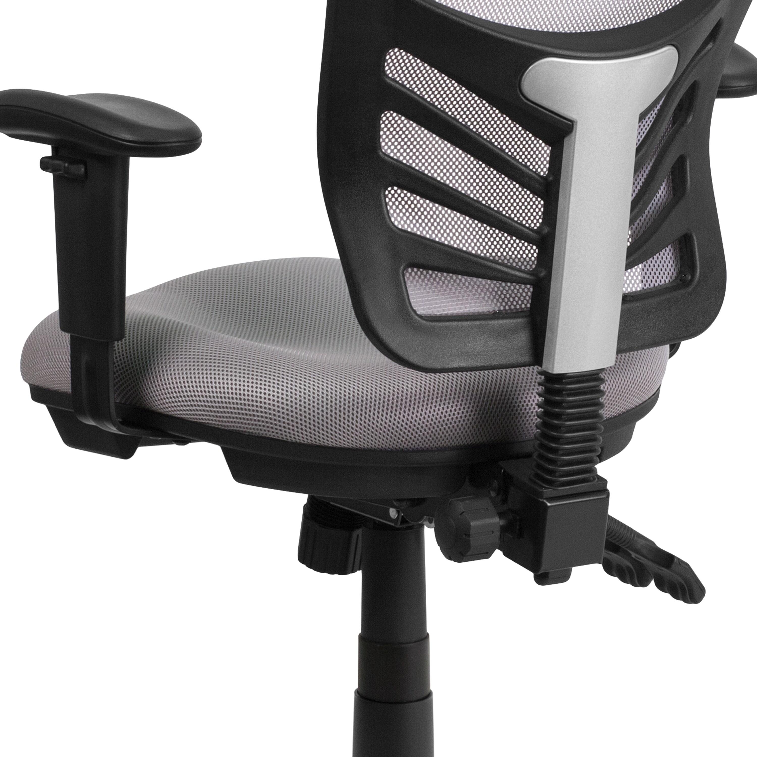 Flash Furniture Mid-Back Gray Mesh Multifunction Executive Swivel Ergonomic Office Chair with Adjustable Arms